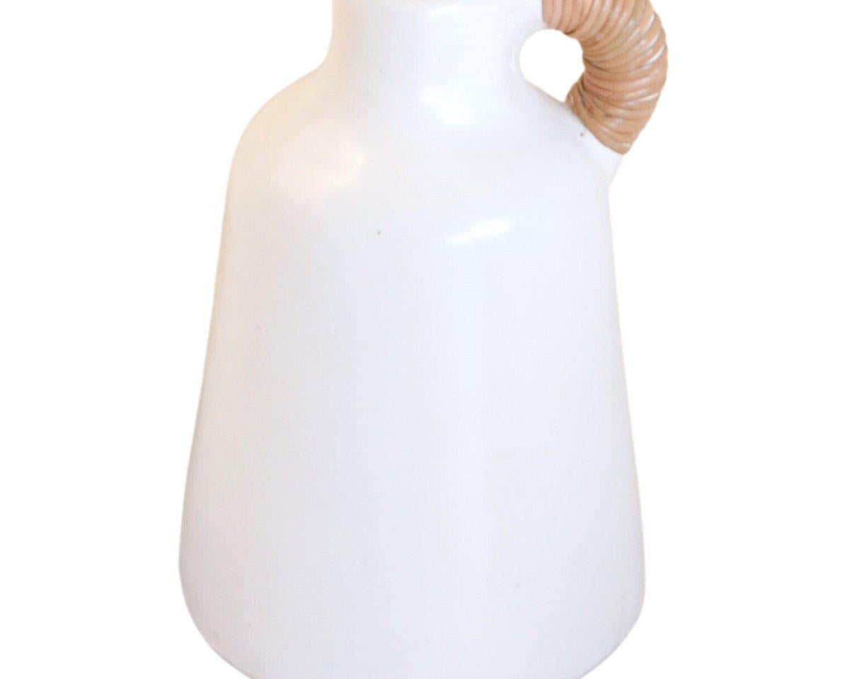 Vase SANA | weiß mit Rattan Griff | für Trocken- oder Frischblumen - Roo's Gift Shop