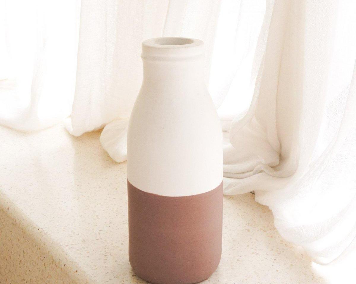 Vase Weiß Braun | Trocken- oder Frischblumen | Ton | SITU - Roo's Gift Shop