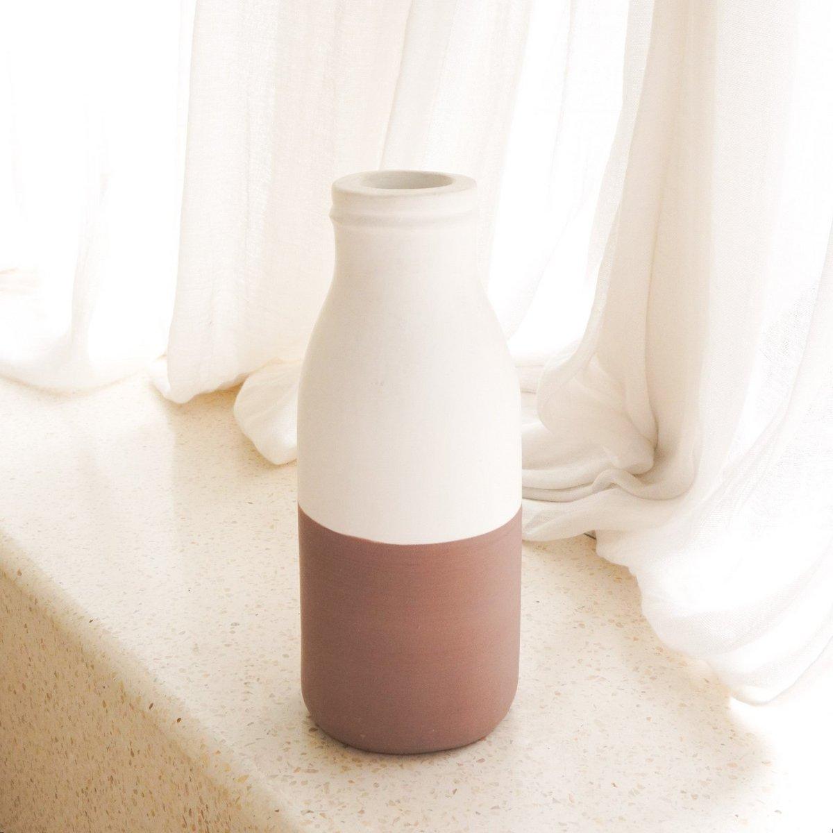 Vase Weiß Braun | Trocken- oder Frischblumen | Ton | SITU - Roo's Gift Shop