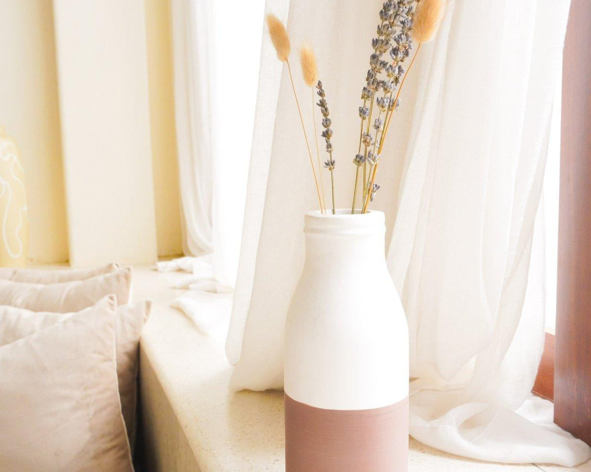 Vase Weiß Braun | Trocken- oder Frischblumen | Ton | SITU - Roo's Gift Shop