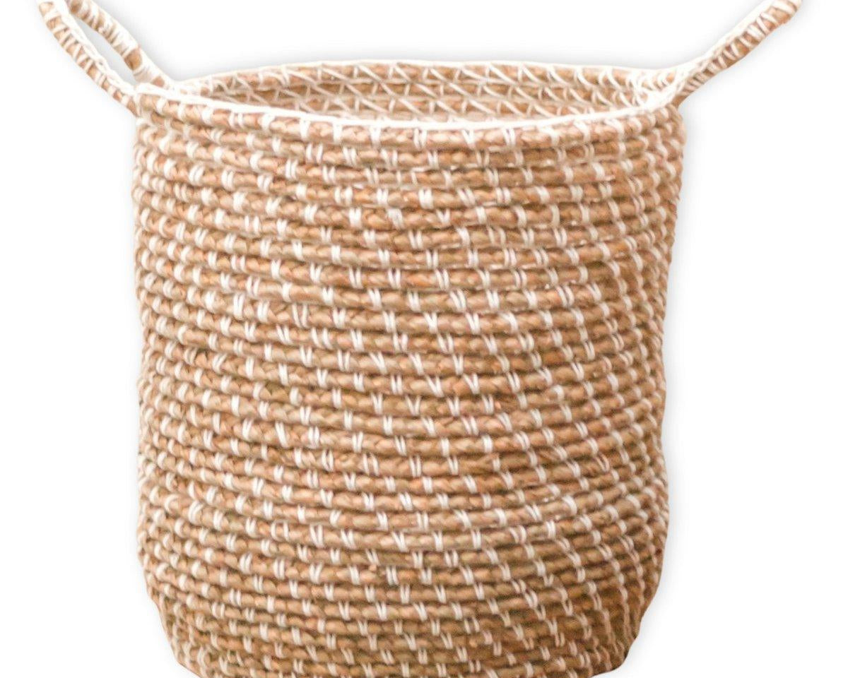 Wäschekorb Aufbewahrungskorb GUNUNG | Bananenfaser | Makramee-Muster - Roo's Gift Shop
