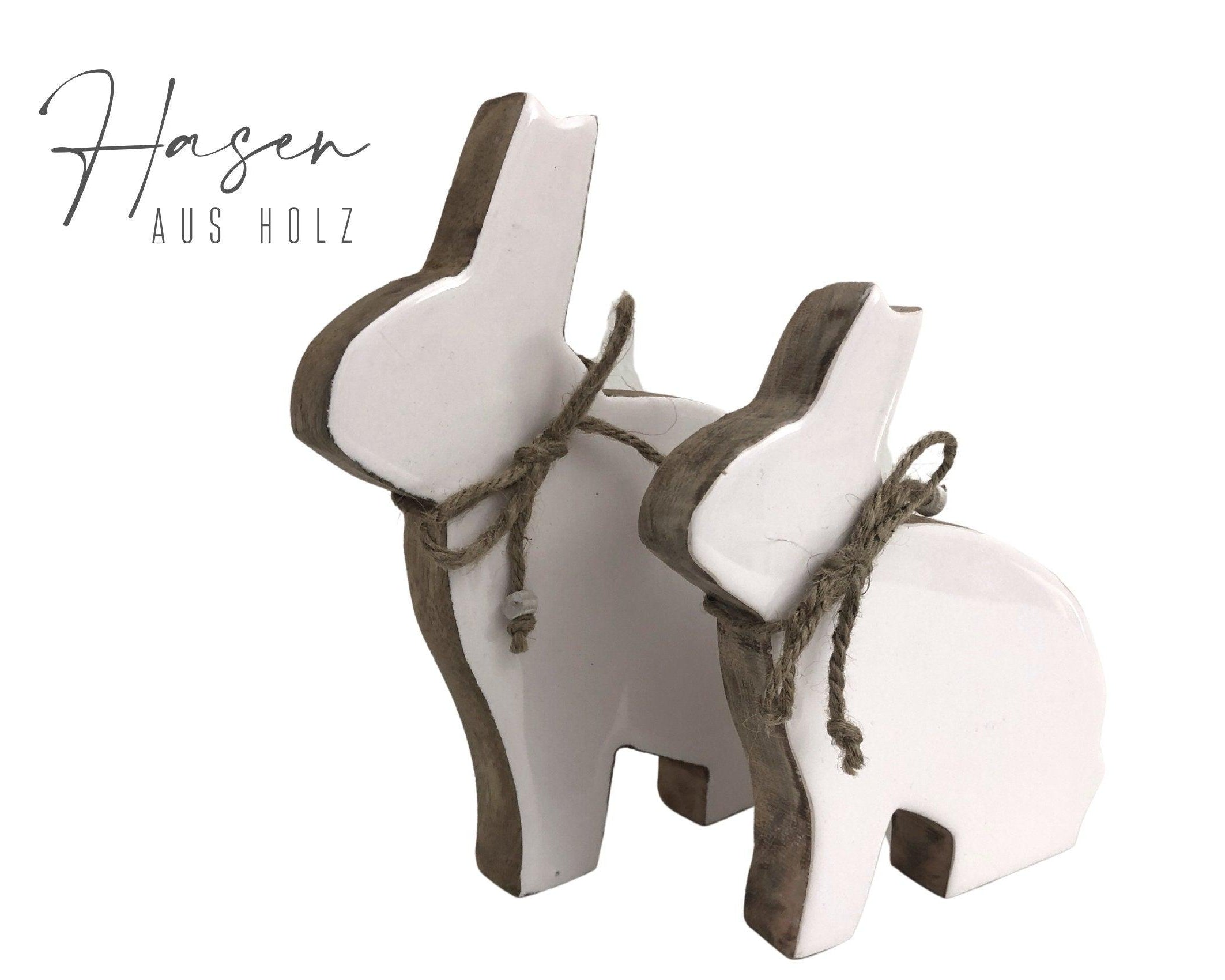 Weiße Osterhasen | Deko Objekt Ostern | Hase | Holz lackiert | zwei Größen - Roo's Gift Shop