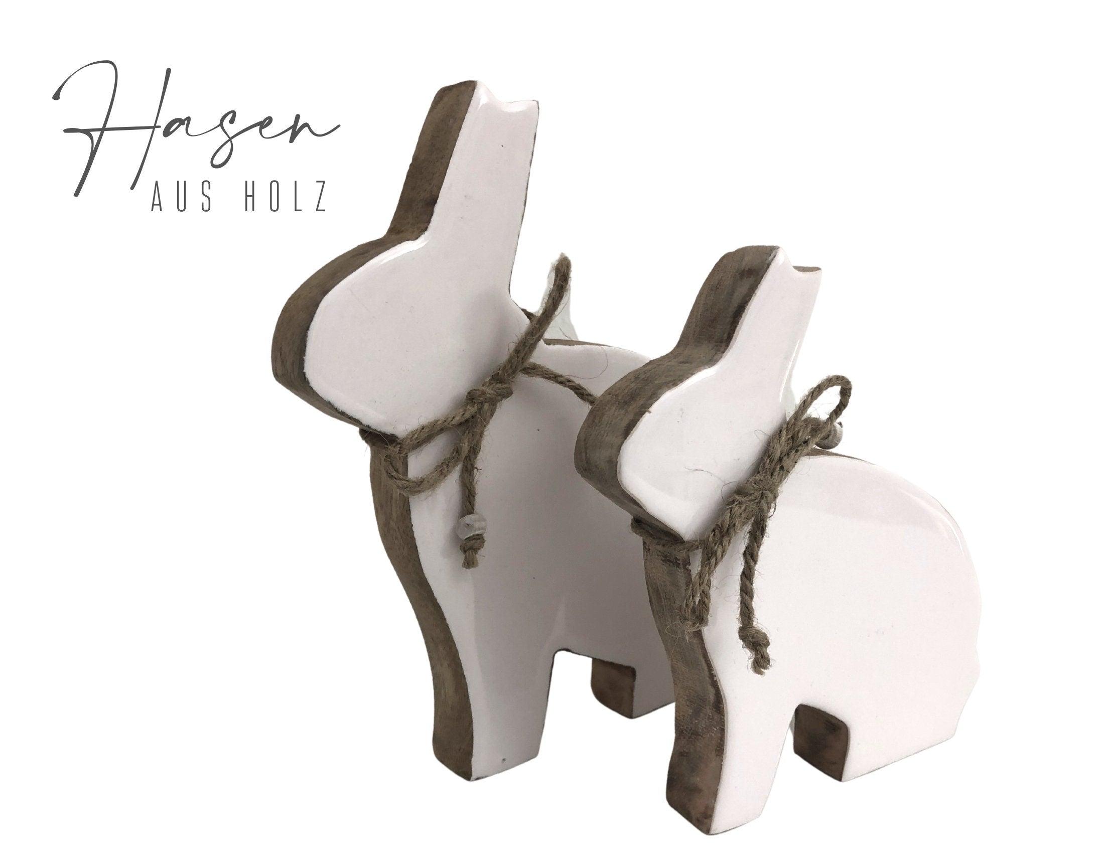 Weiße Osterhasen | Deko Objekt Ostern | Hase | Holz lackiert | zwei Größen - Roo's Gift Shop