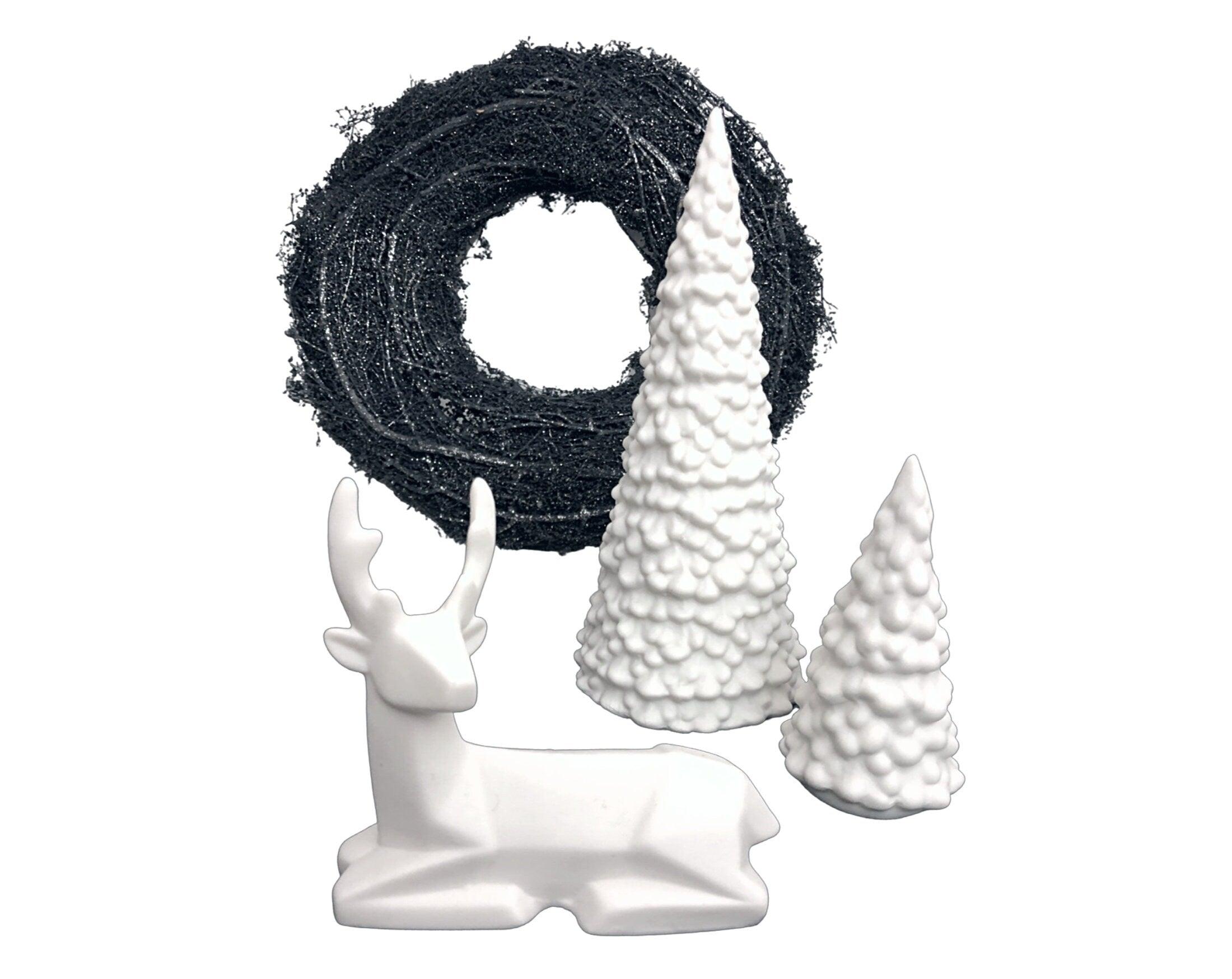 Weißer Tannenbaum | Keramik Deko | leuchtende Weihnachtsdekoration - Roo's Gift Shop