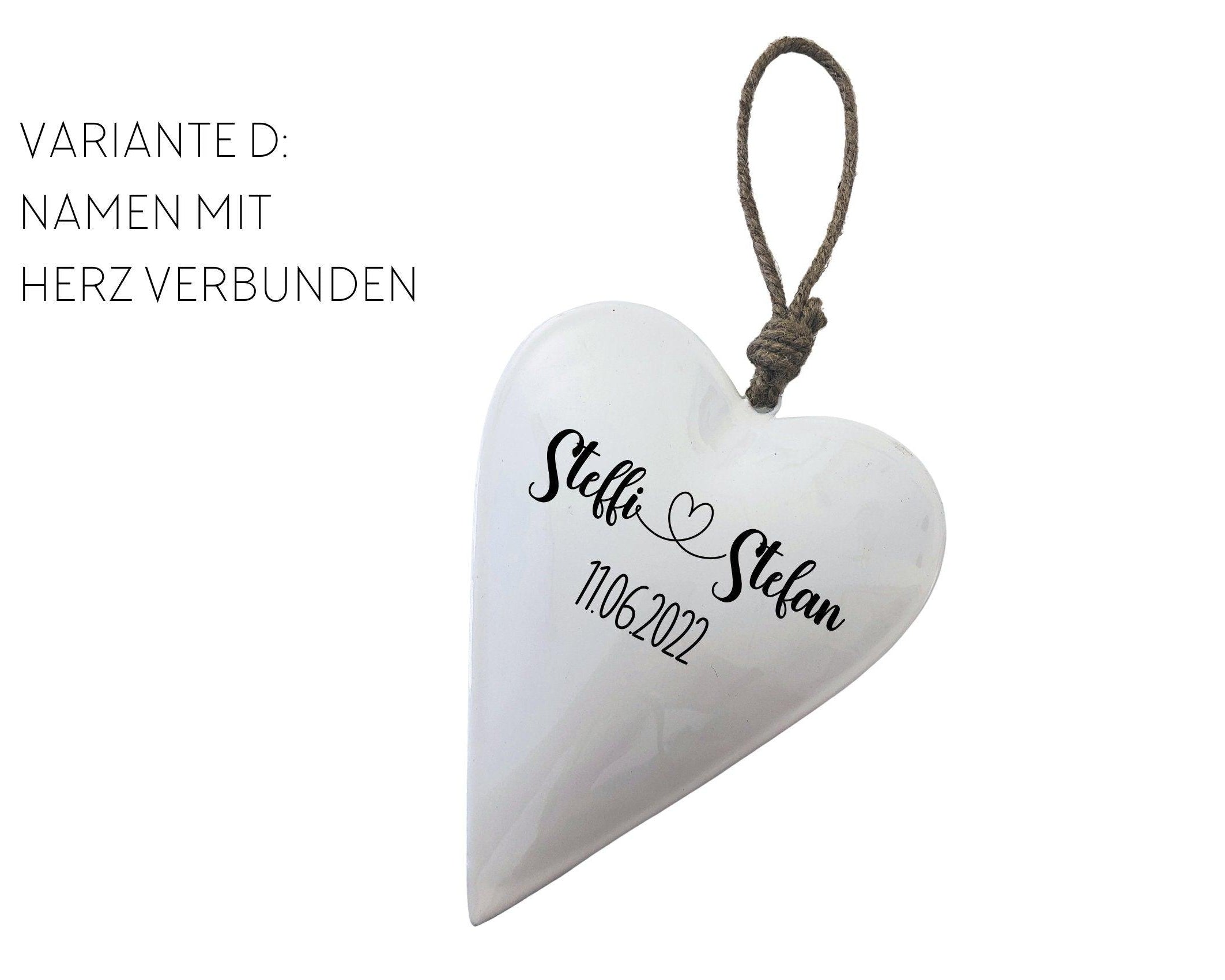 Weißes Herz Brautpaar | Name und Datum der Verliebten - Roo's Gift Shop