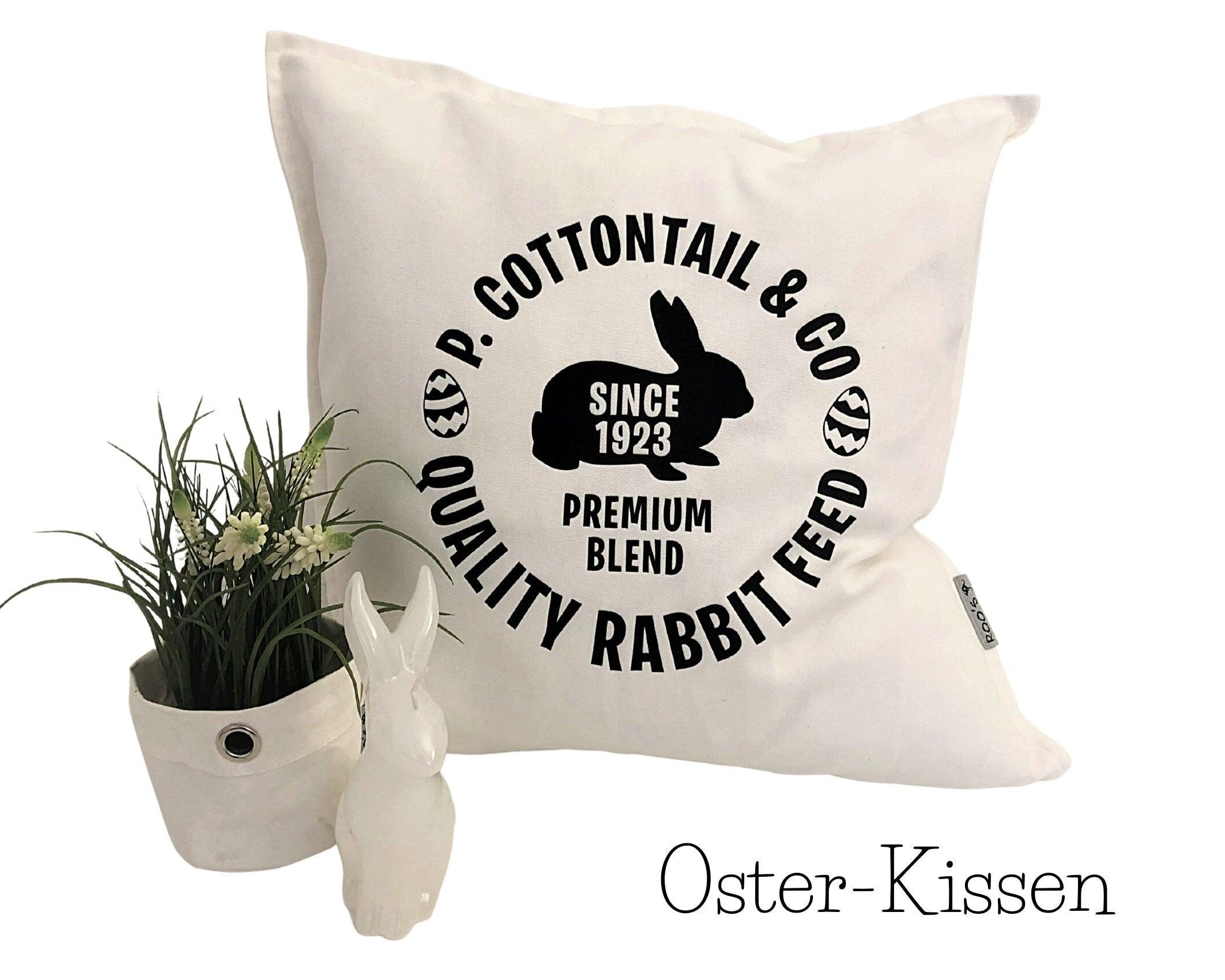 Weißes Oster Kissen | Oster-Motiv | Osterhase - Roo's Gift Shop