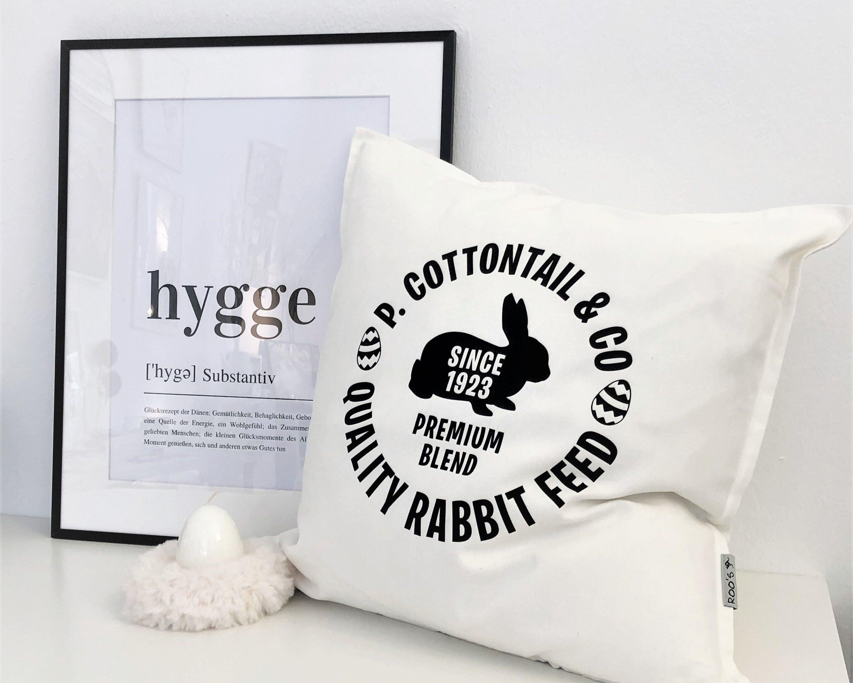 Weißes Oster Kissen | Oster-Motiv | Osterhase - Roo's Gift Shop