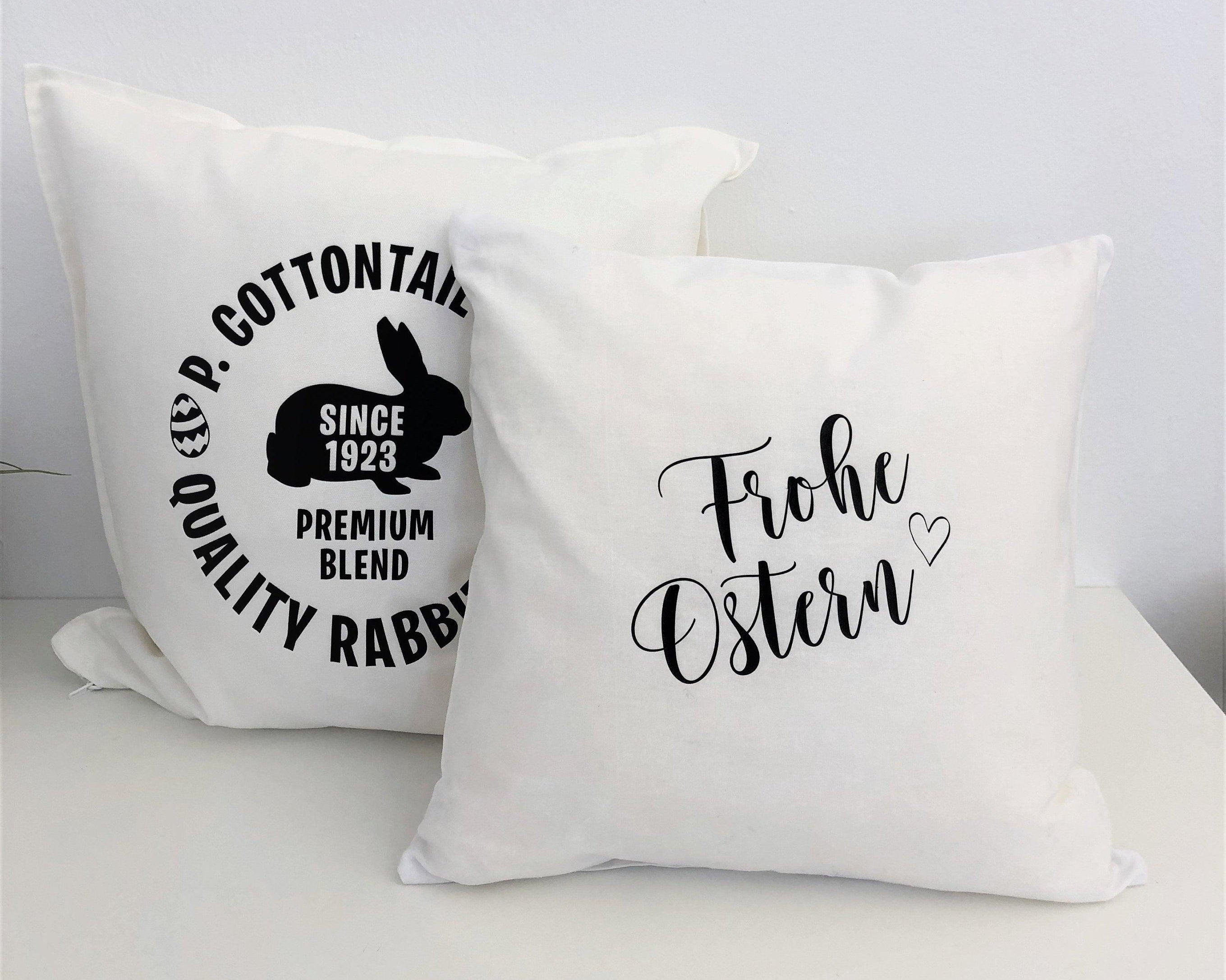 Weißes Oster Kissen | Oster-Motiv | Osterhase - Roo's Gift Shop