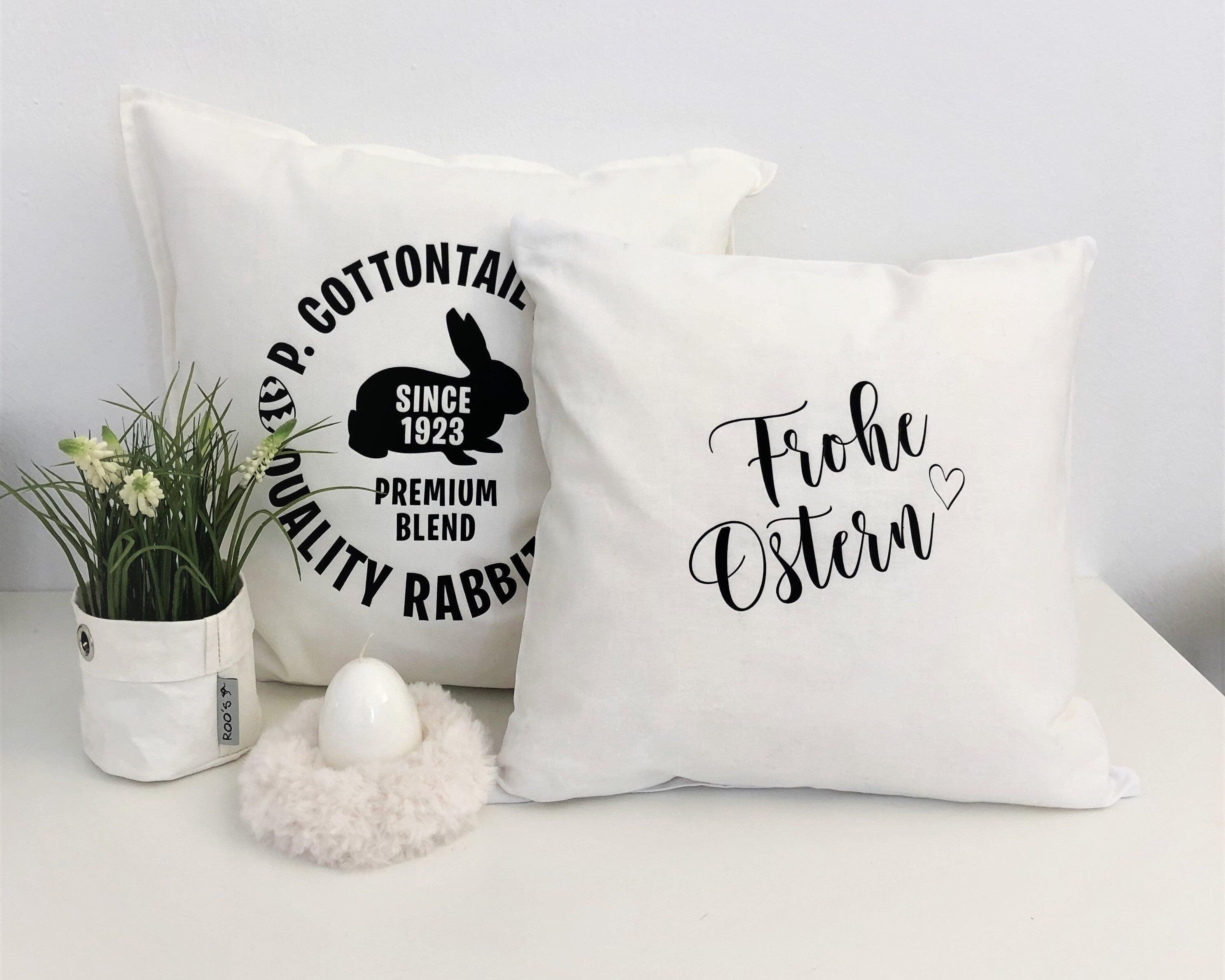 Weißes Oster Kissen | Oster-Motiv | Osterhase - Roo's Gift Shop
