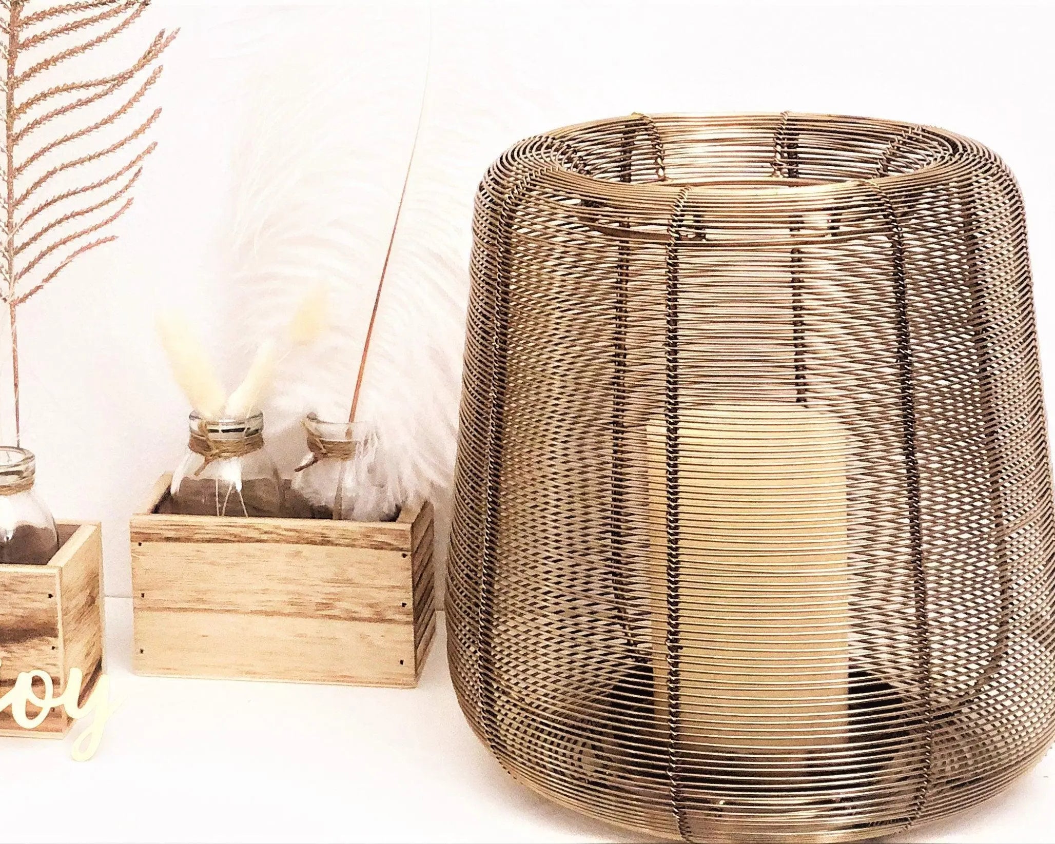 Windlicht | Draht | Metall | gold - Roo's Gift Shop