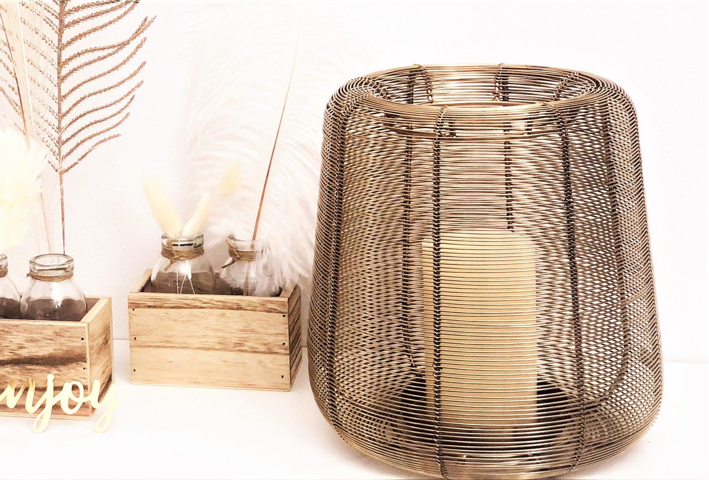 Windlicht | Draht | Metall | gold - Roo's Gift Shop