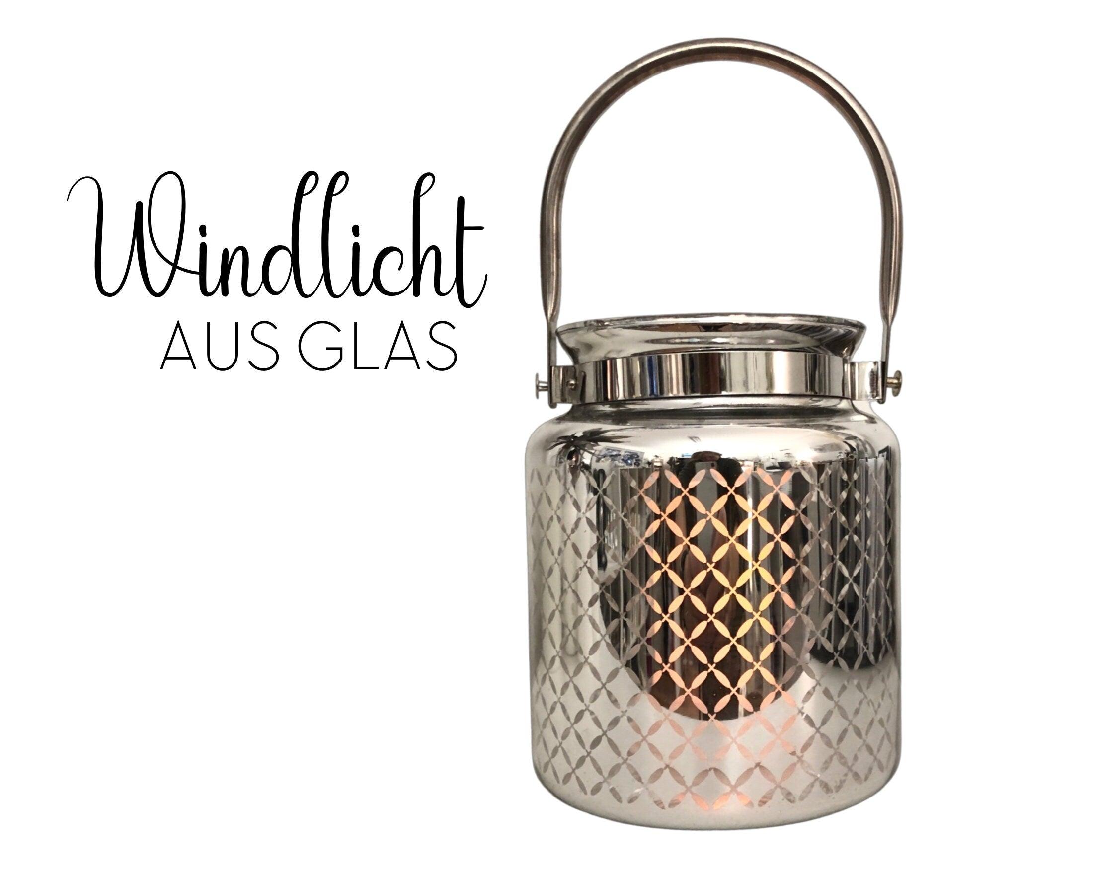 Windlicht | Glas | silber | chrom glänzend - Roo's Gift Shop