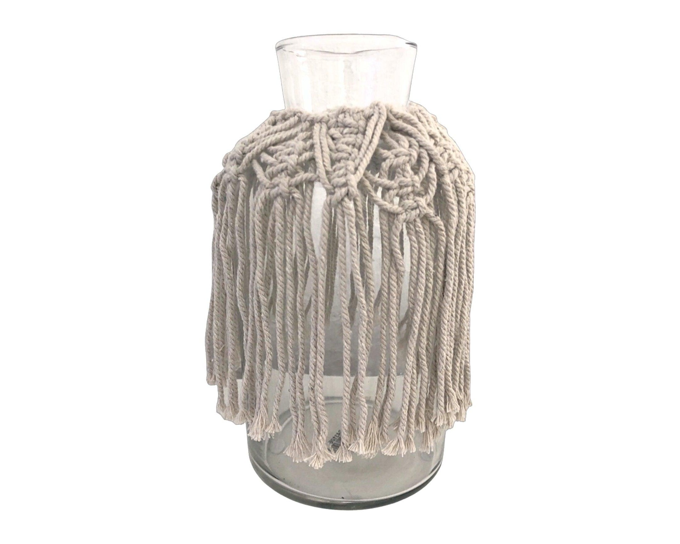 Windlicht | Makramee | Glas | natur - Roo's Gift Shop