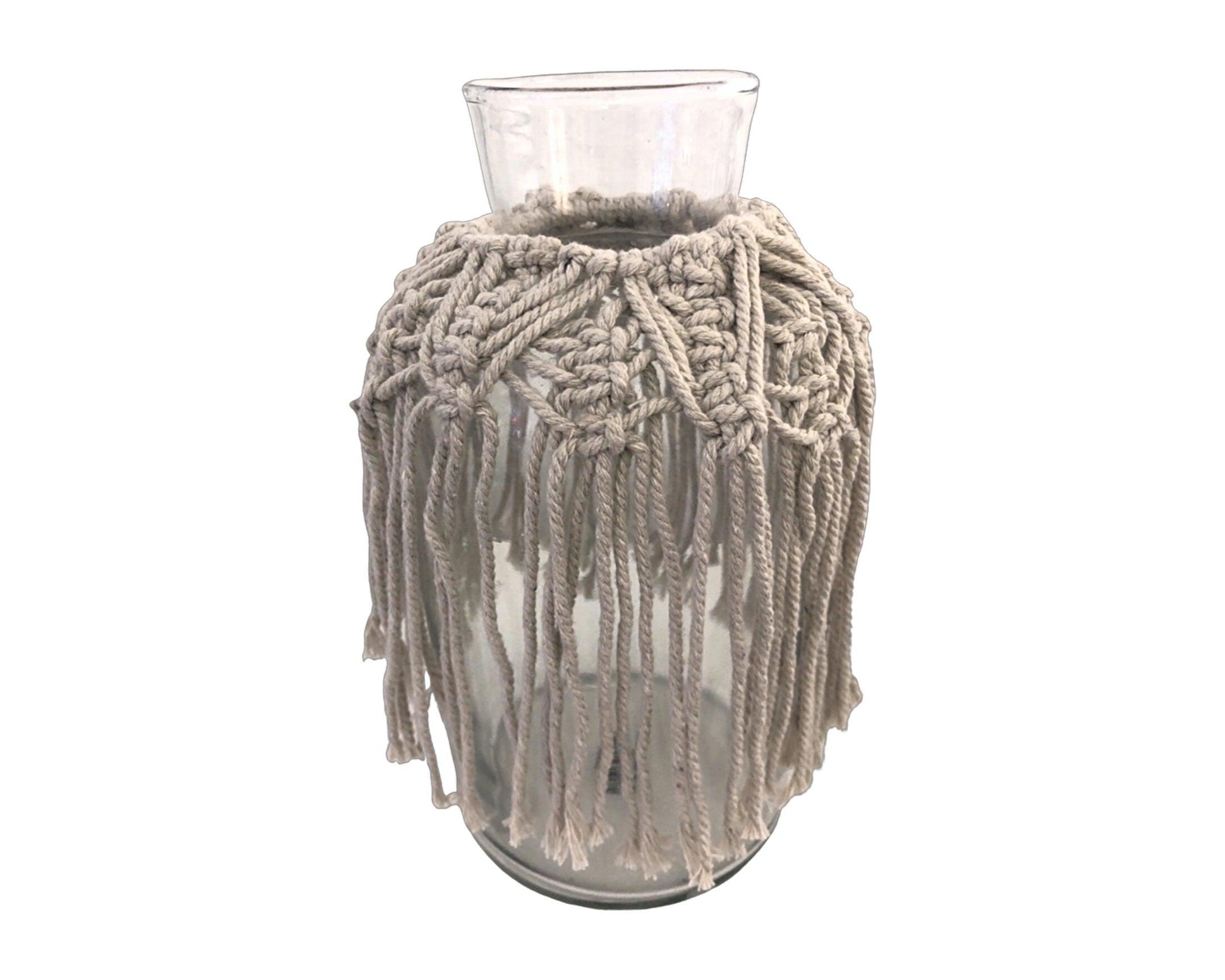 Windlicht | Makramee | Glas | natur - Roo's Gift Shop