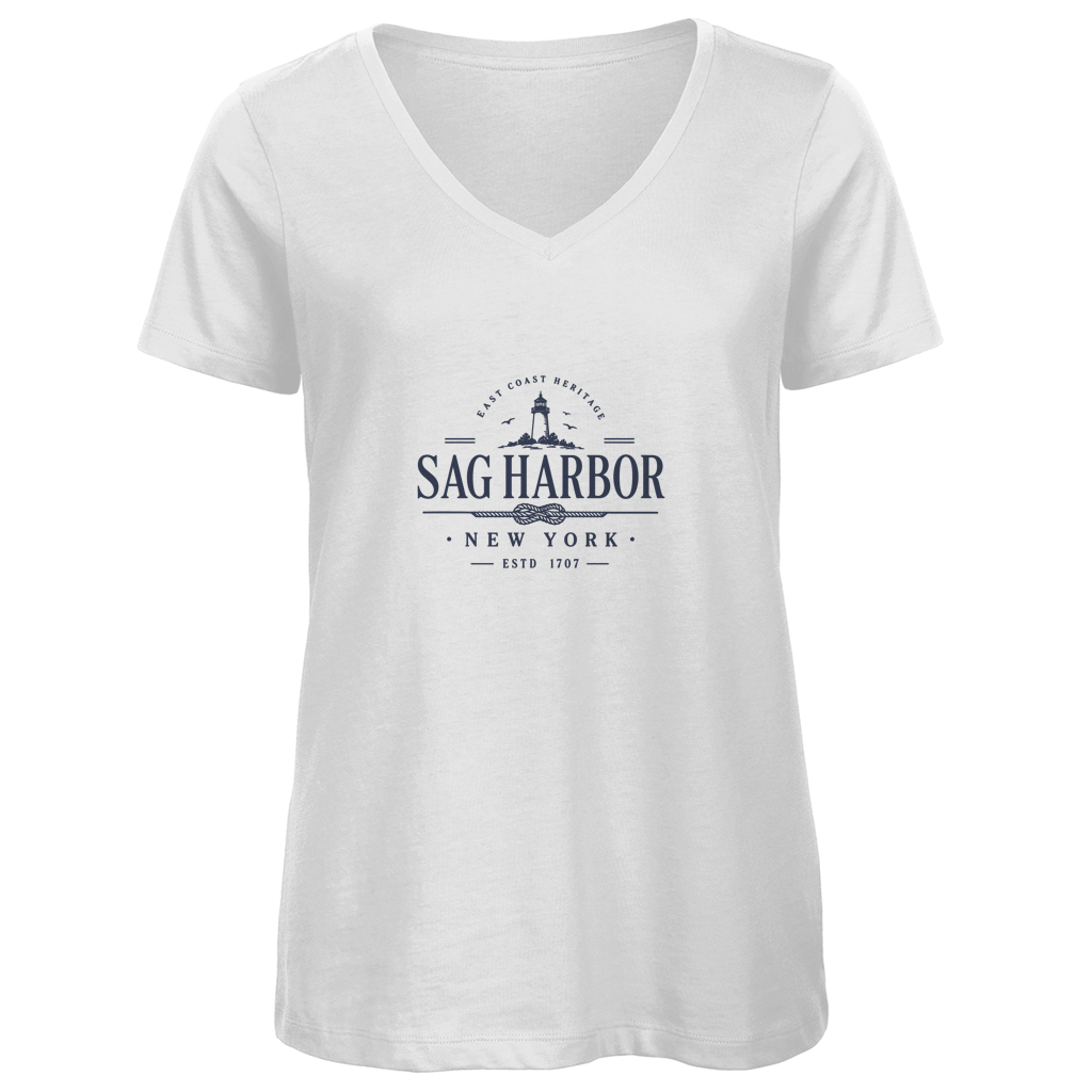 Damen Premium Bio V-Neck T-Shirt sag Printegy