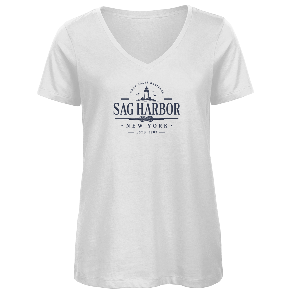 Damen Premium Bio V-Neck T-Shirt sag Printegy