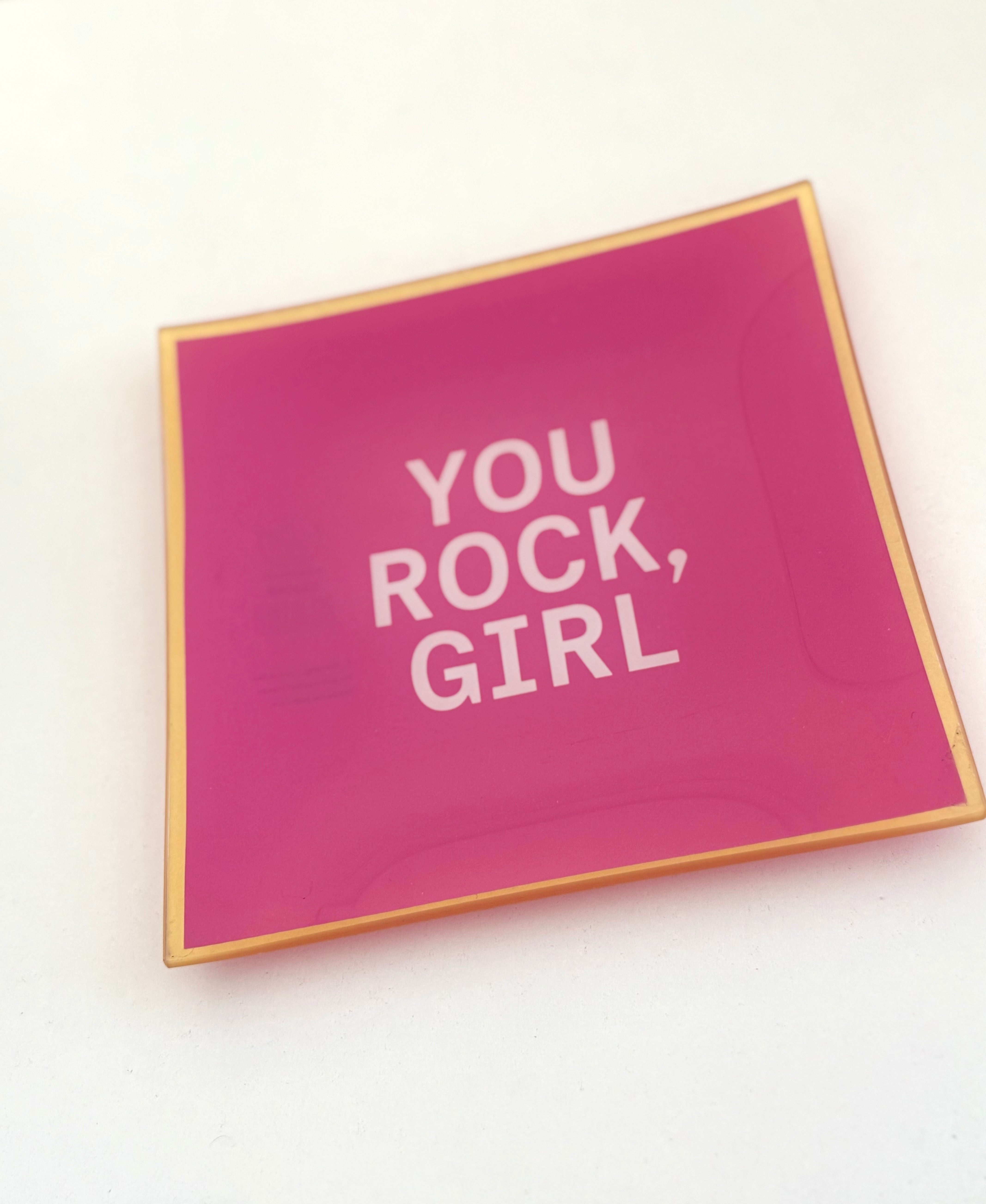 Glas Teller mit Spruch | knallige Farben  | Love in pink und rot (Kopie) Roo's Gift Shop