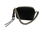 Schwarze Crossbody Tasche mit gestreiftem Schulterriemen – Stylische Boho Umhängetasche mit Quaste & Gold Details | Saint Tropez Chic Bag Roo's Gift Shop