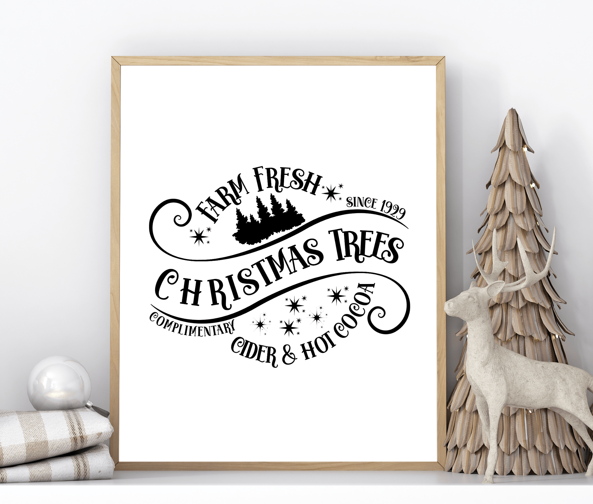 Poster Weihnachten | Farm House Stil | schwarz weiß - Roo's Gift Shop