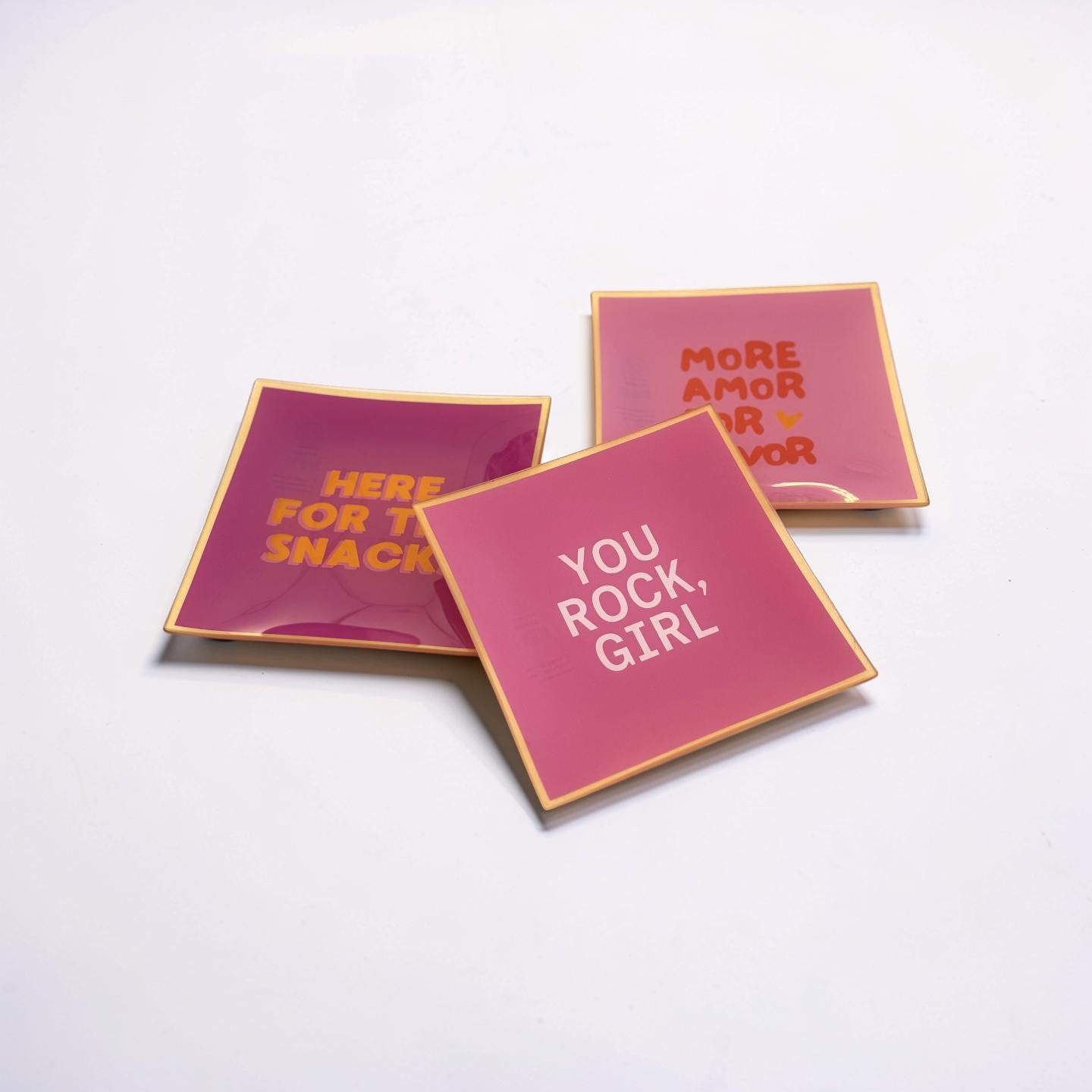 Glas Teller mit Spruch | knallige Farben  | Love in pink und rot (Kopie) Roo's Gift Shop