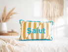 Kissen Salut 50x30 cm | gestreiftes Dekokissen mit Stickerei | Boho Kissen bunt | Zierkissen Baumwolle | Geschenkidee (Kopie) Roo's Gift Shop