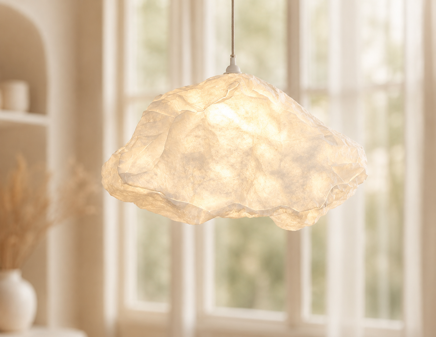 Wolkenlampe aus Papier – großer Lampenschirm in Wolkenform | Sanftes Licht für Kinderzimmer, Wohnzimmer & Flur Soeji