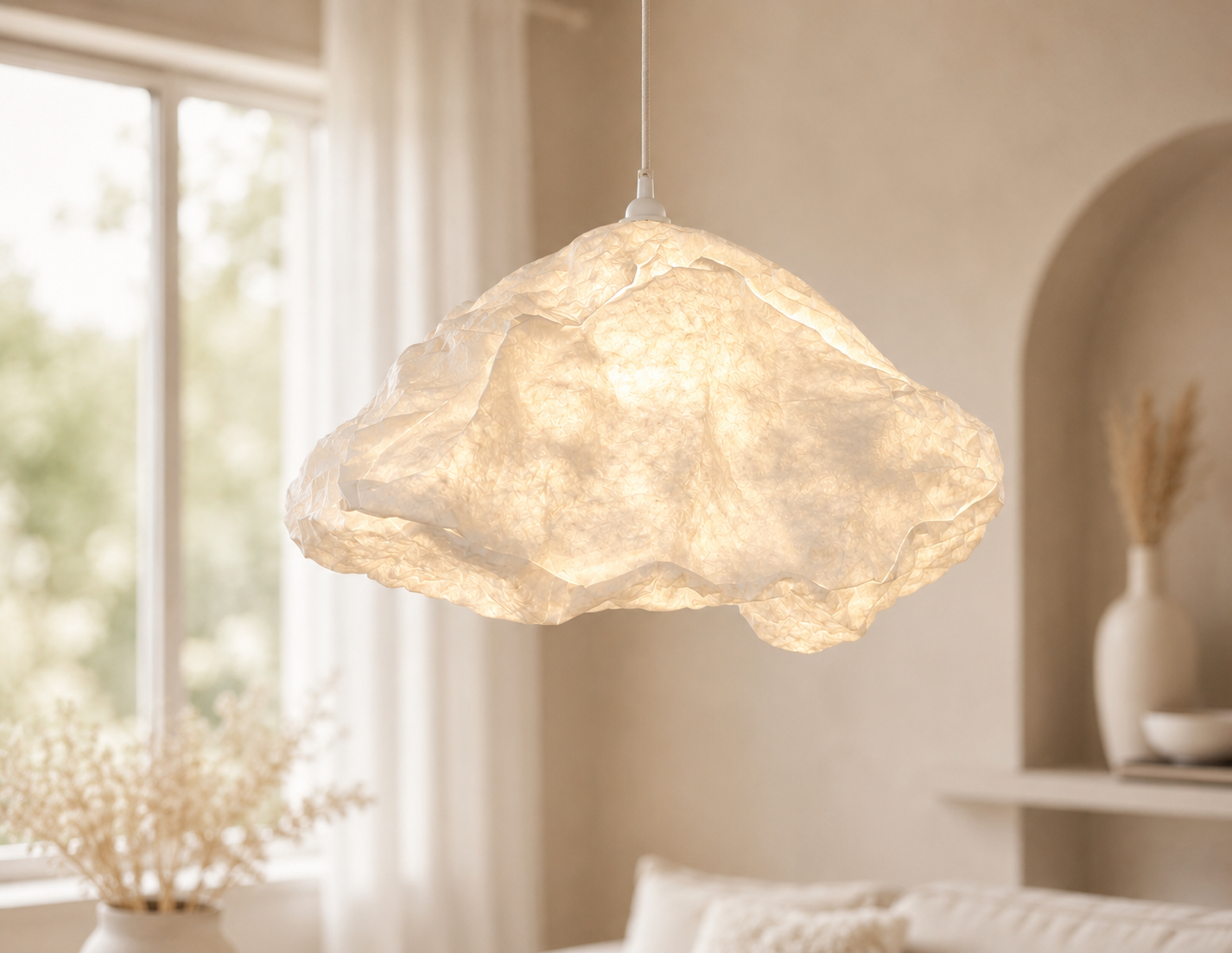Wolkenlampe aus Papier – großer Lampenschirm in Wolkenform | Sanftes Licht für Kinderzimmer, Wohnzimmer & Flur Roo's Gift Shop