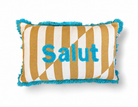 Kissen Salut 50x30 cm | gestreiftes Dekokissen mit Stickerei | Boho Kissen bunt | Zierkissen Baumwolle | Geschenkidee (Kopie) Roo's Gift Shop