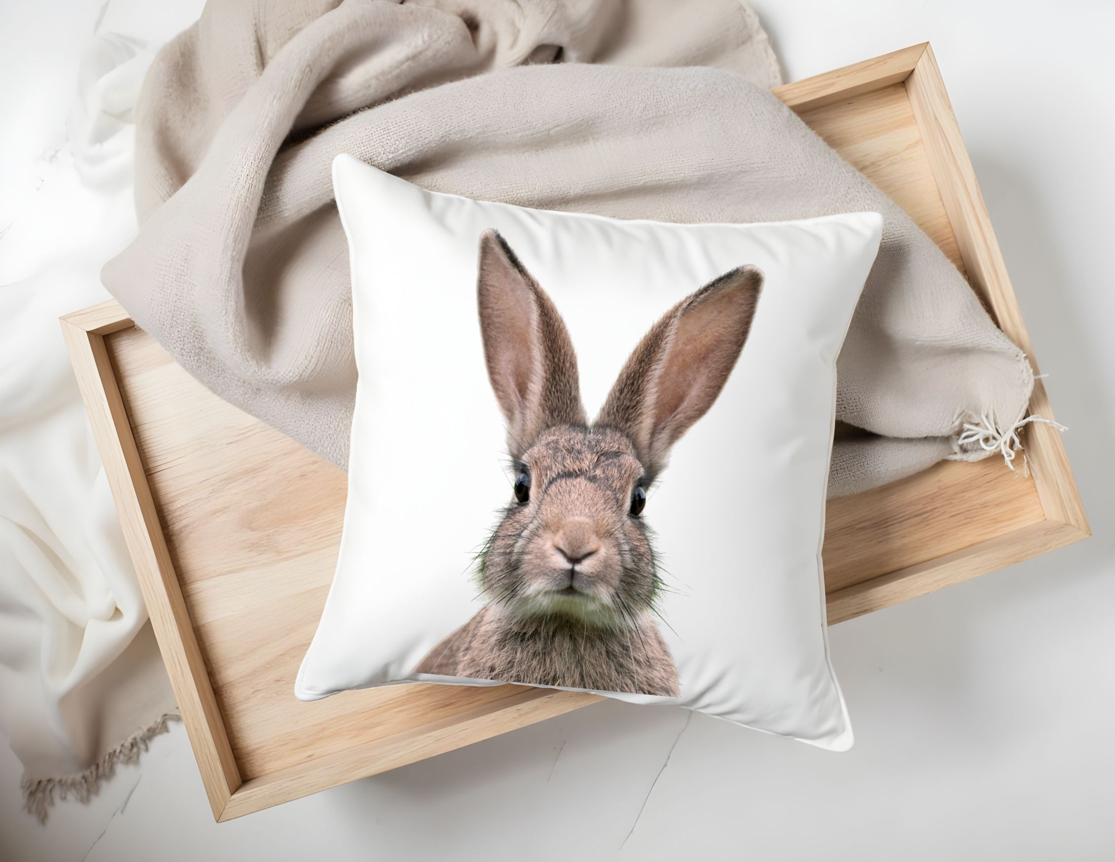 Flauschiges Hasenkissen Ostern | Bezug in 40 x 40 cm Printegy