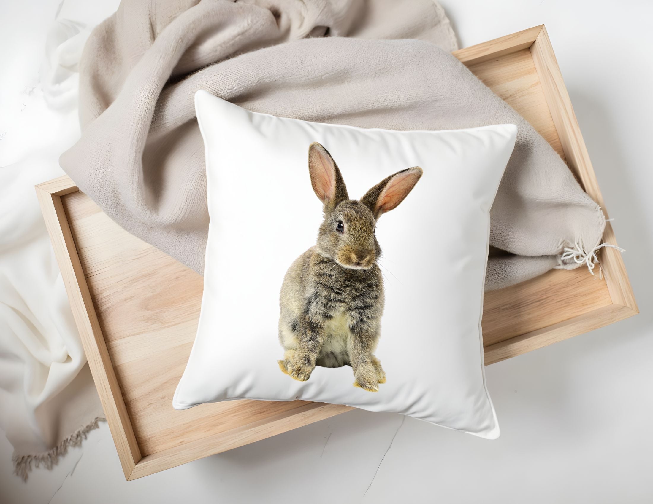 Flauschiges Hasenkissen Ostern | 40 x 40 cm | Kissenbezug ohne Füllung Printegy