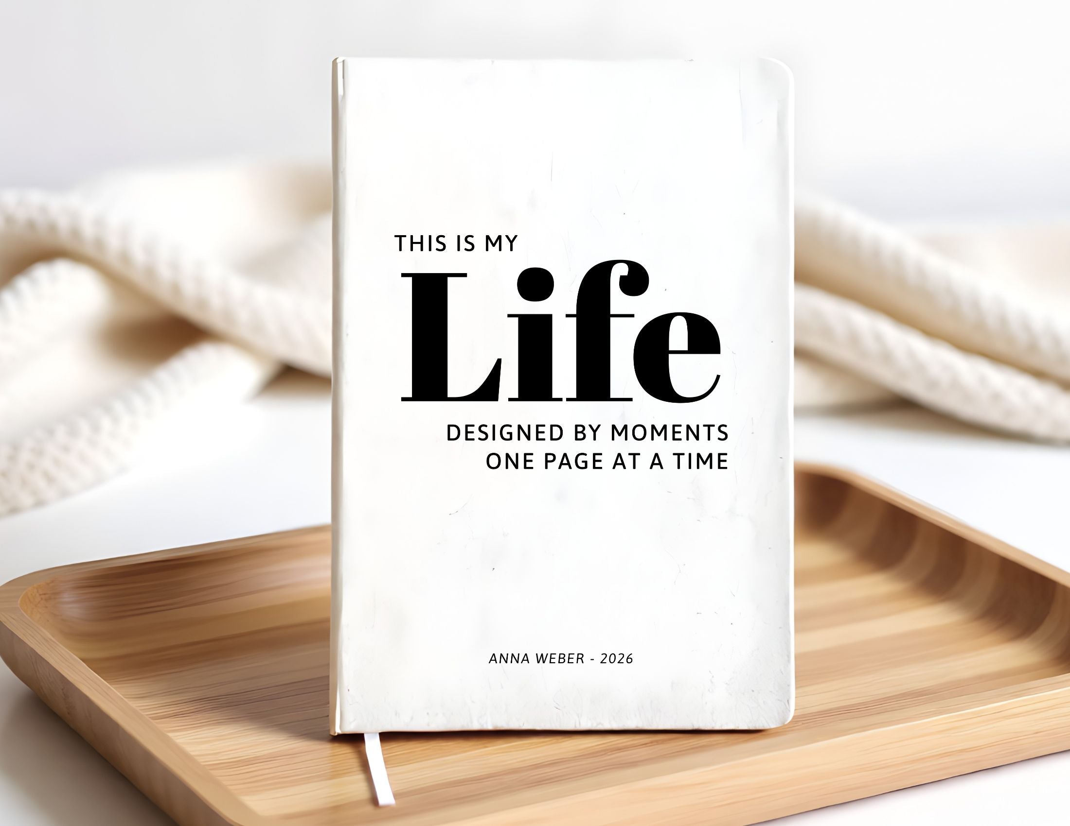 Tagebuch "My Life" | liniertes Notizbuch mit Personalisierung | schwarz oder weiß | Gedanken Notizen Erlebnisse aufschreiben Printegy