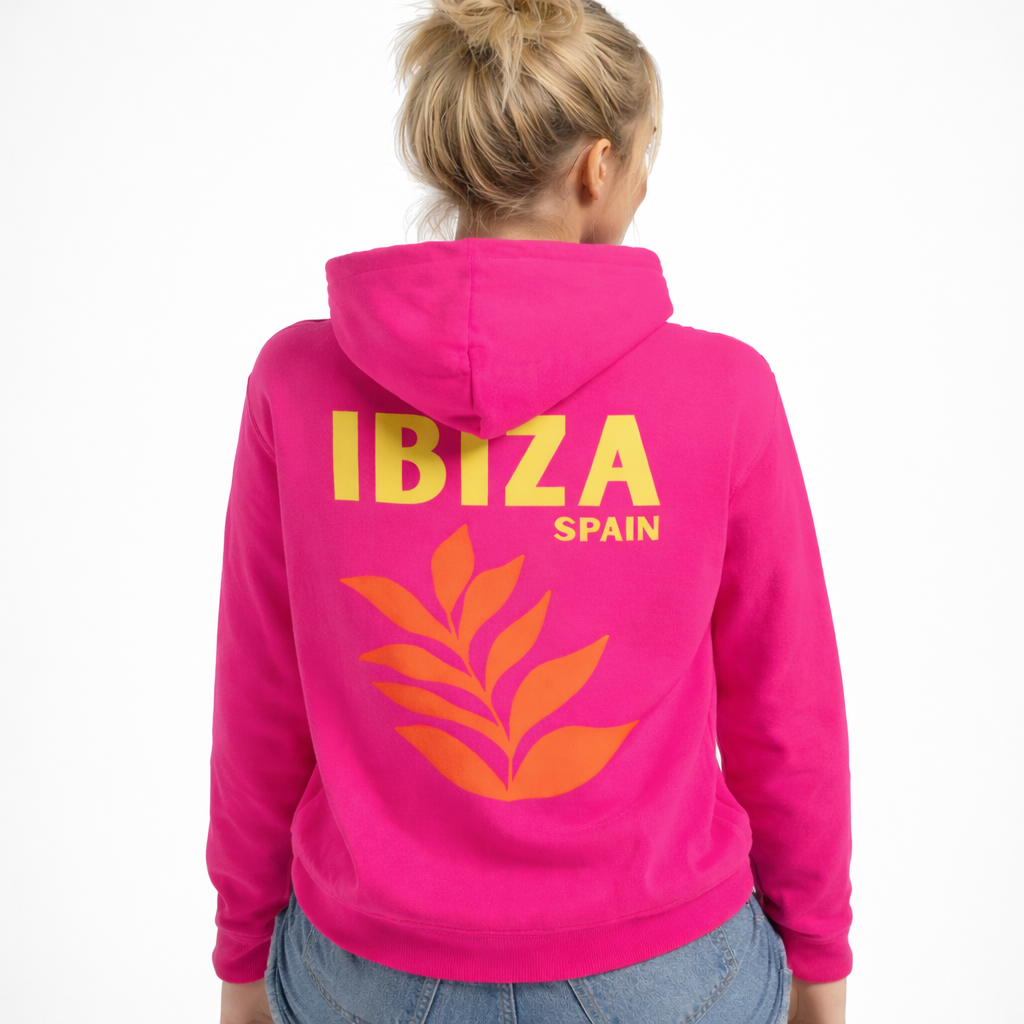 Ibiza Hoodie Pink Floral | Sommer Vibes Hoodie mit Print | Urlaub Outfit | Geschenk für Freundin Roo's Gift Shop