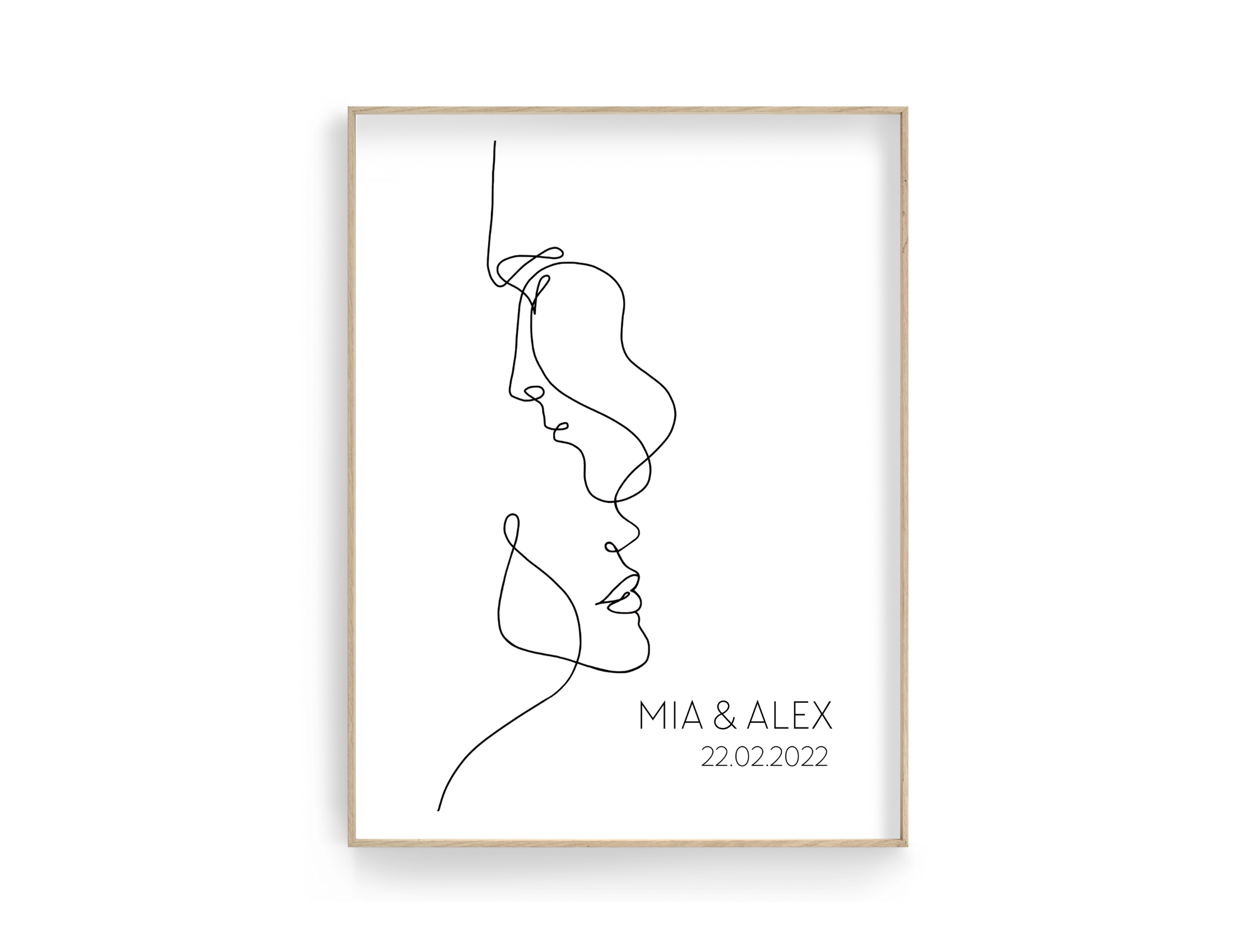 Poster | Hochzeit | One Line Art Paar | personalisiert Roo's Gift Shop