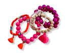 Armband in pink | Perlen Neon | Magic Pearls | Smiley Strass | Quaste | Ibiza - Roo's Gift Shop