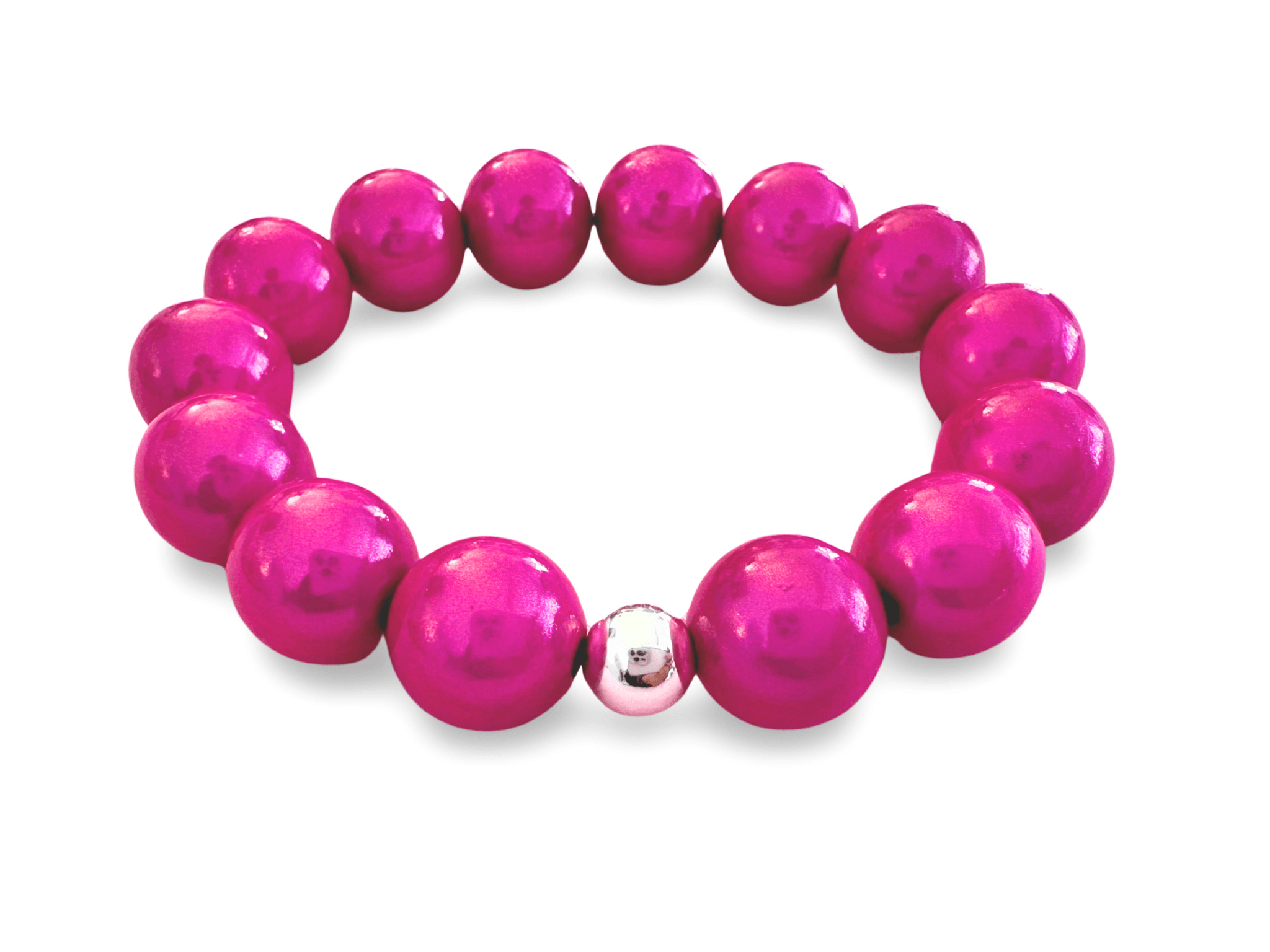 Armband in pink | Perlen Neon | Magic Pearls | Smiley Strass | Quaste | Ibiza - Roo's Gift Shop
