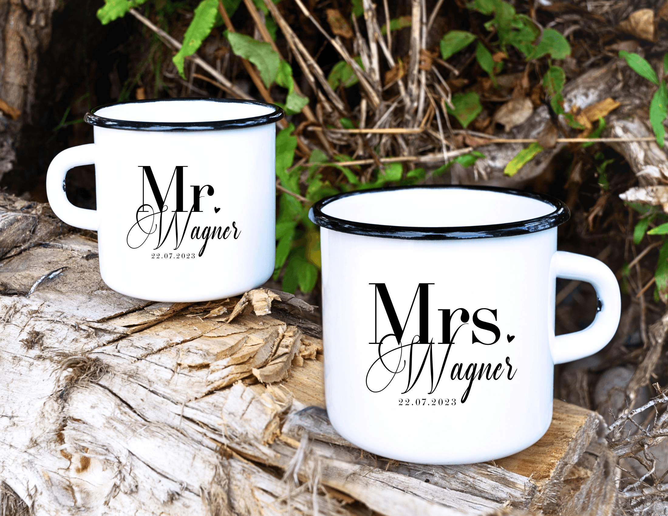 Emaille Tasse | Hochzeit | personalisiert | Braut Bräutigam - Roo's Gift Shop