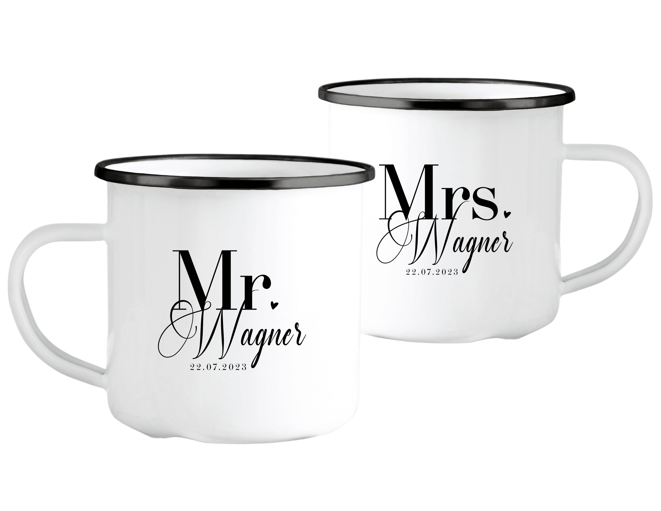 Emaille Tasse | Hochzeit | personalisiert | Braut Bräutigam - Roo's Gift Shop