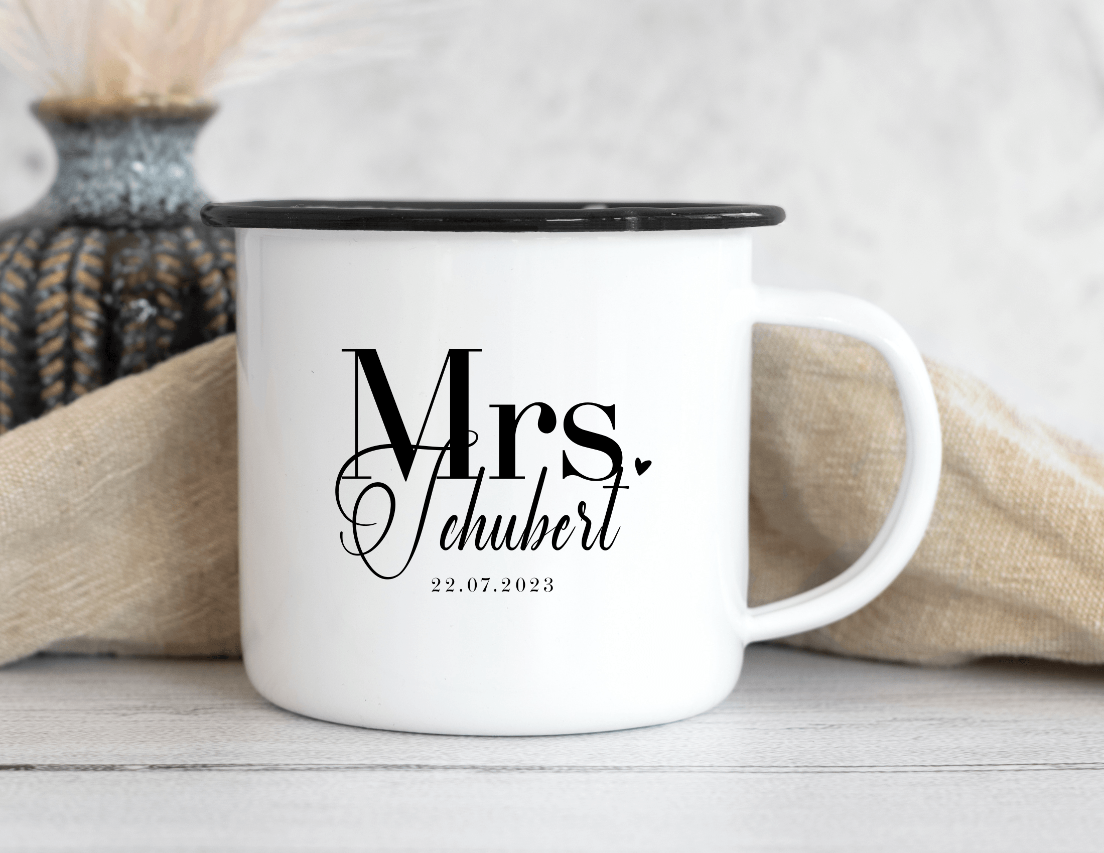 Emaille Tasse | Hochzeit | personalisiert | Braut Bräutigam - Roo's Gift Shop