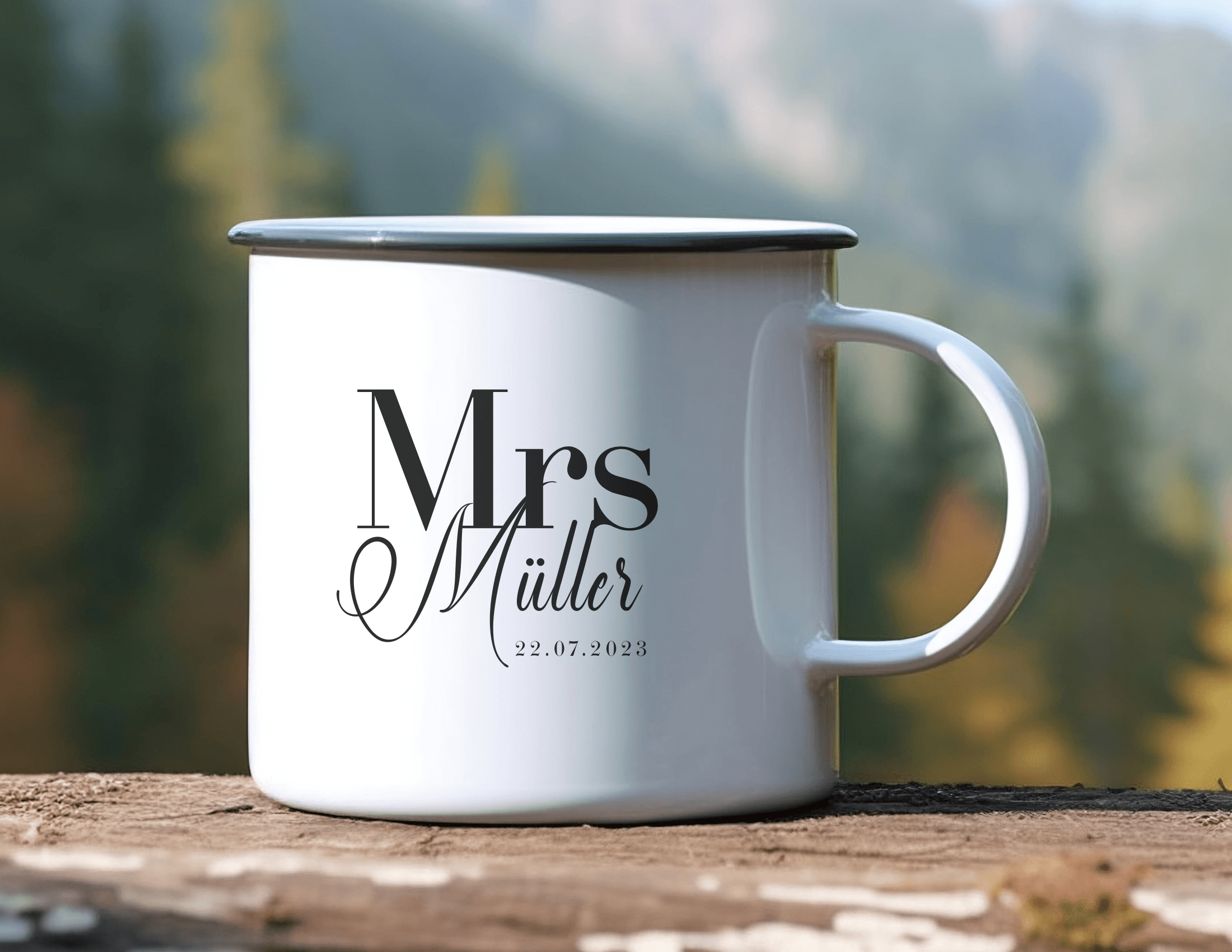 Emaille Tasse | Hochzeit | personalisiert | Braut Bräutigam - Roo's Gift Shop