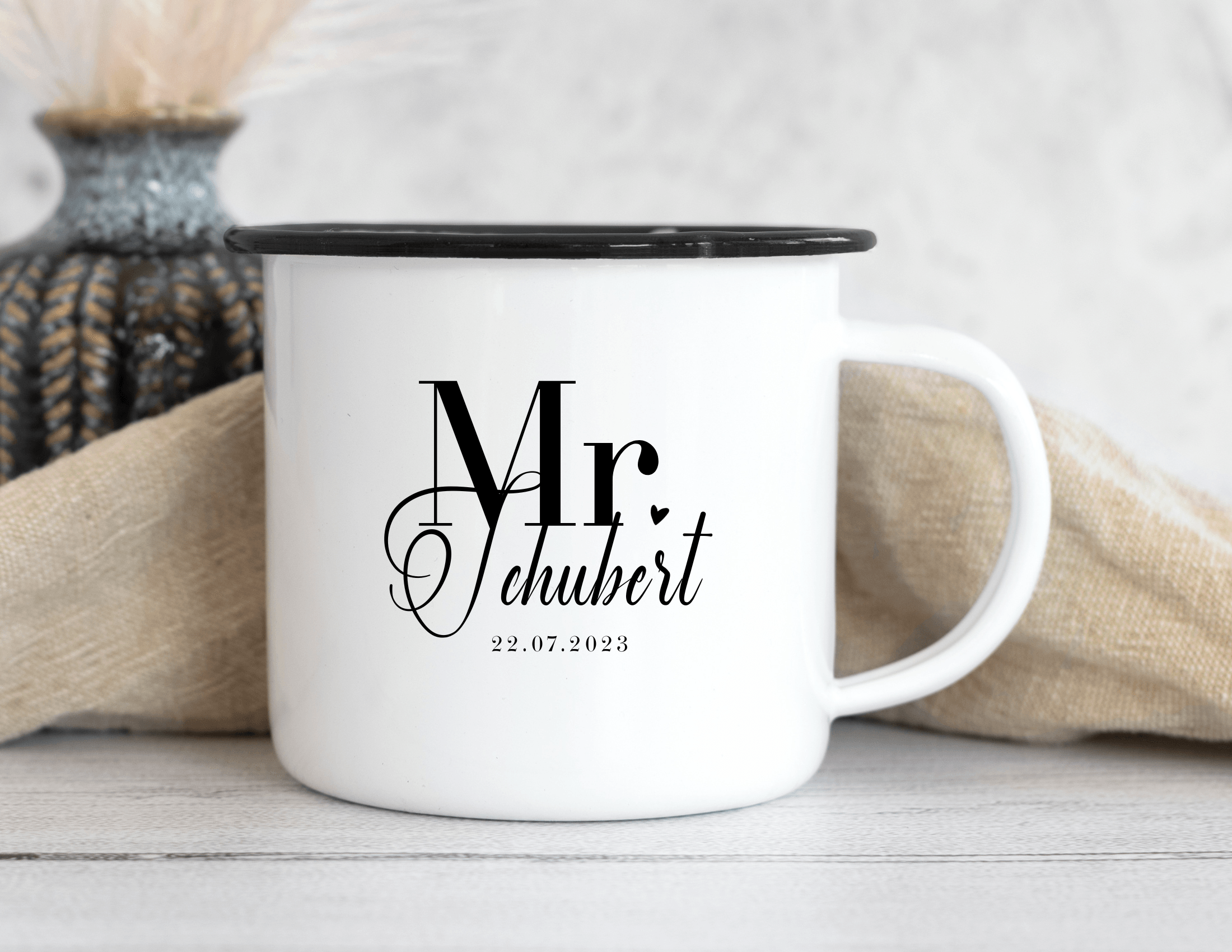 Emaille Tasse | Hochzeit | personalisiert | Braut Bräutigam - Roo's Gift Shop