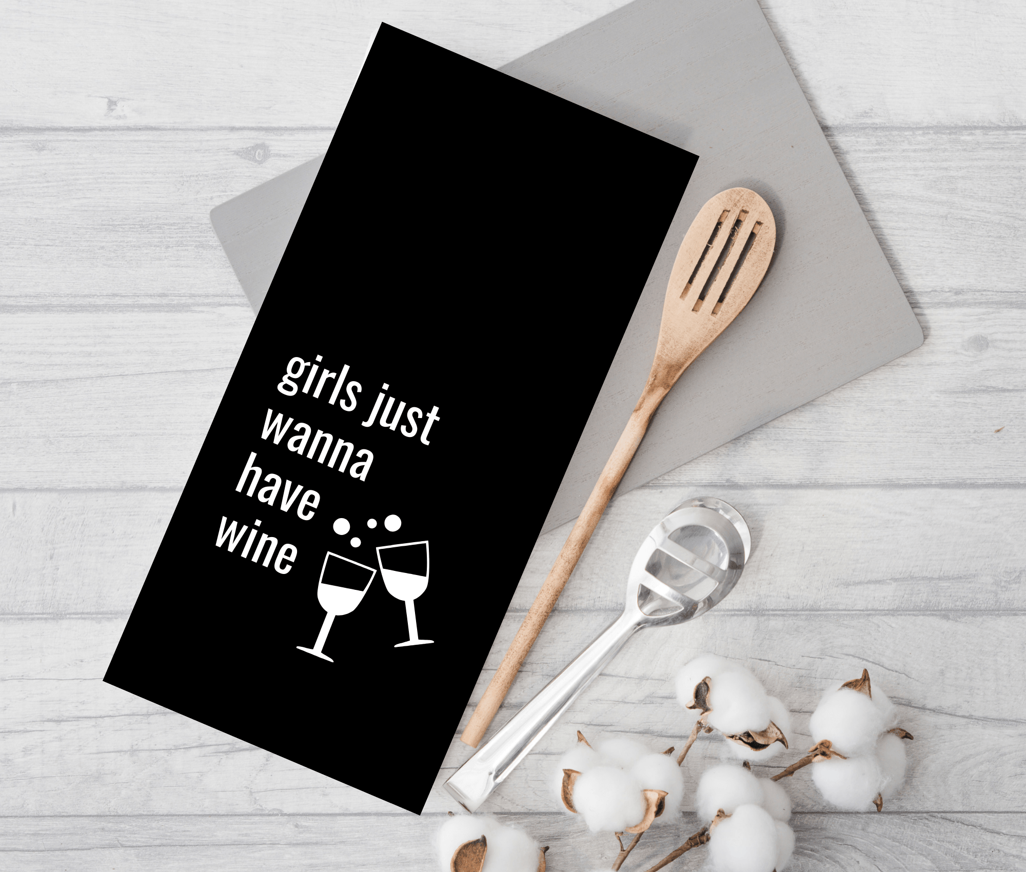 Geschirrtuch | Girls just wanna have wine | lustiger Spruch - Roo's Gift Shop