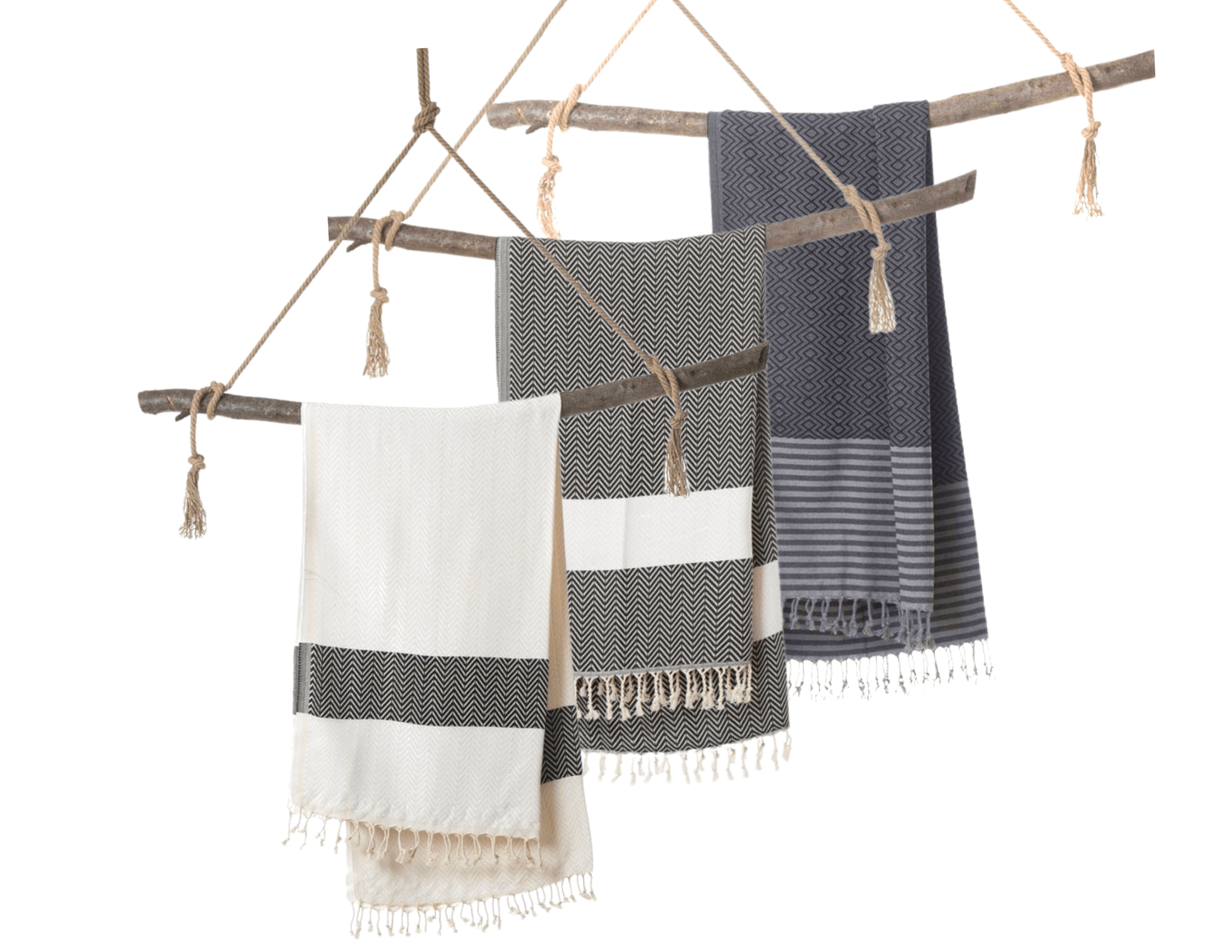 Hamamtuch | Handtuch | beige, grau und schwarz - Roo's Gift Shop