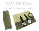 Khaki beige 4er Watch Roll aus Ziegenleder | Geschenk für Männer | Armbanduhren Rolle 4 Uhren | Reise Uhren Etui | Uhrenrolle Leder