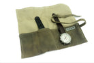 Khaki beige 4er Watch Roll aus Ziegenleder | Geschenk für Männer | Armbanduhren Rolle 4 Uhren | Reise Uhren Etui | Uhrenrolle Leder