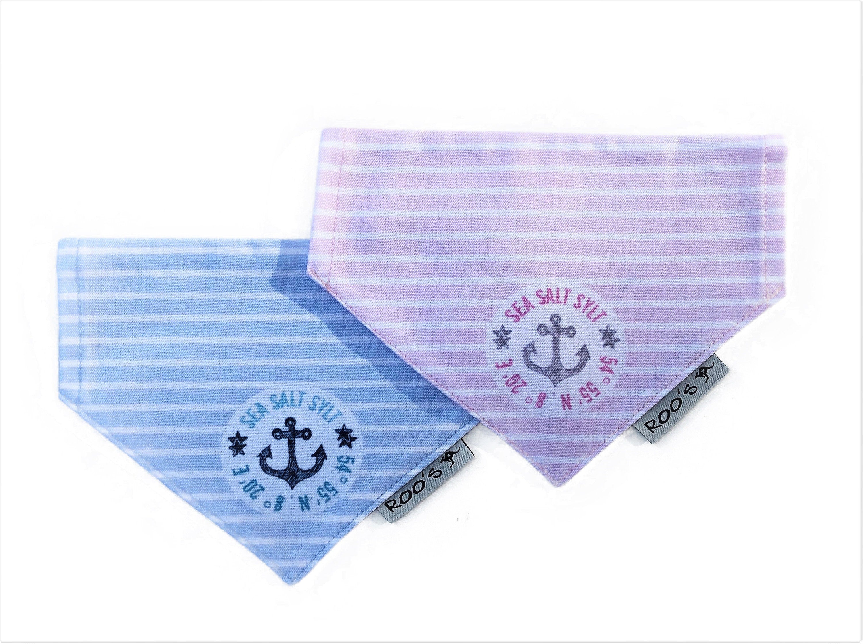 Maritimes Hundehalstuch "Sylt" | hellblau oder rosa | Hunde Bandana aus Baumwolle | wird am Halsband befestigt