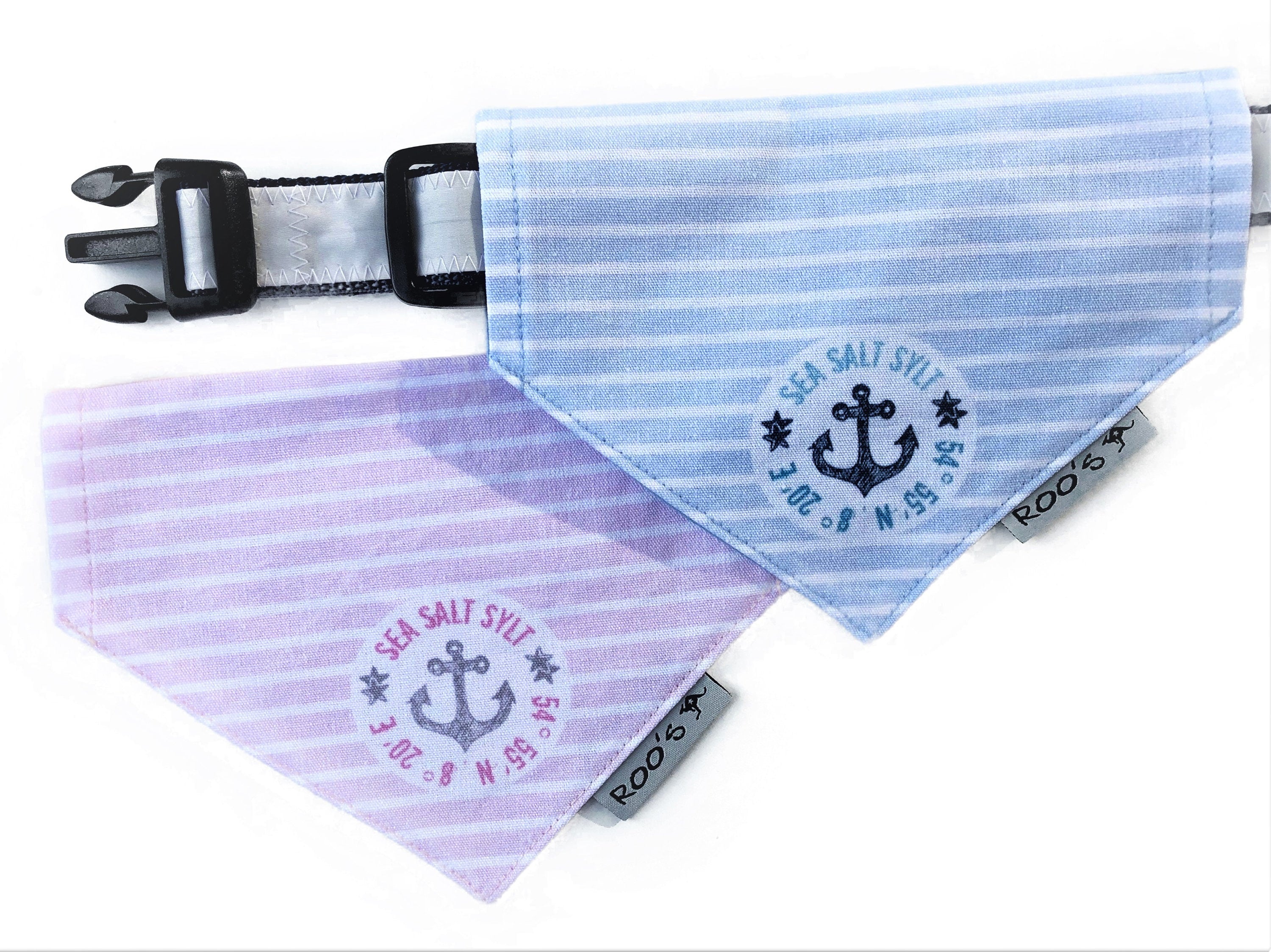 Maritimes Hundehalstuch "Sylt" | hellblau oder rosa | Hunde Bandana aus Baumwolle | wird am Halsband befestigt