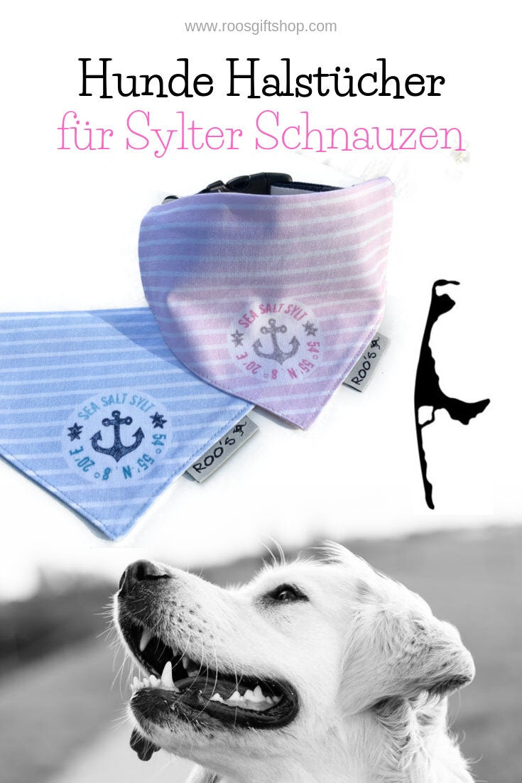 Maritimes Hundehalstuch "Sylt" | hellblau oder rosa | Hunde Bandana aus Baumwolle | wird am Halsband befestigt