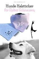 Maritimes Hundehalstuch "Sylt" | hellblau oder rosa | Hunde Bandana aus Baumwolle | wird am Halsband befestigt