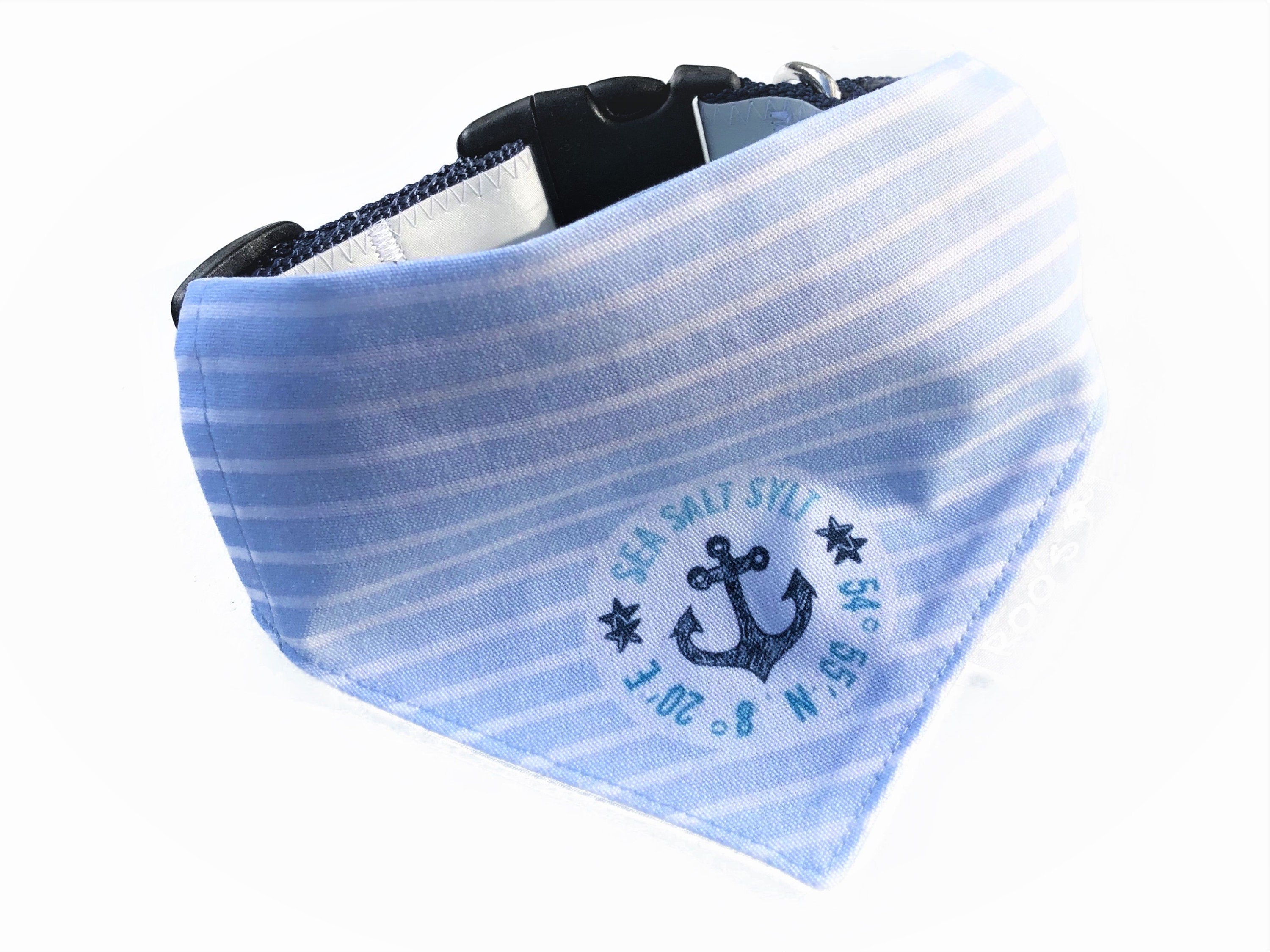 Maritimes Hundehalstuch "Sylt" | hellblau oder rosa | Hunde Bandana aus Baumwolle | wird am Halsband befestigt
