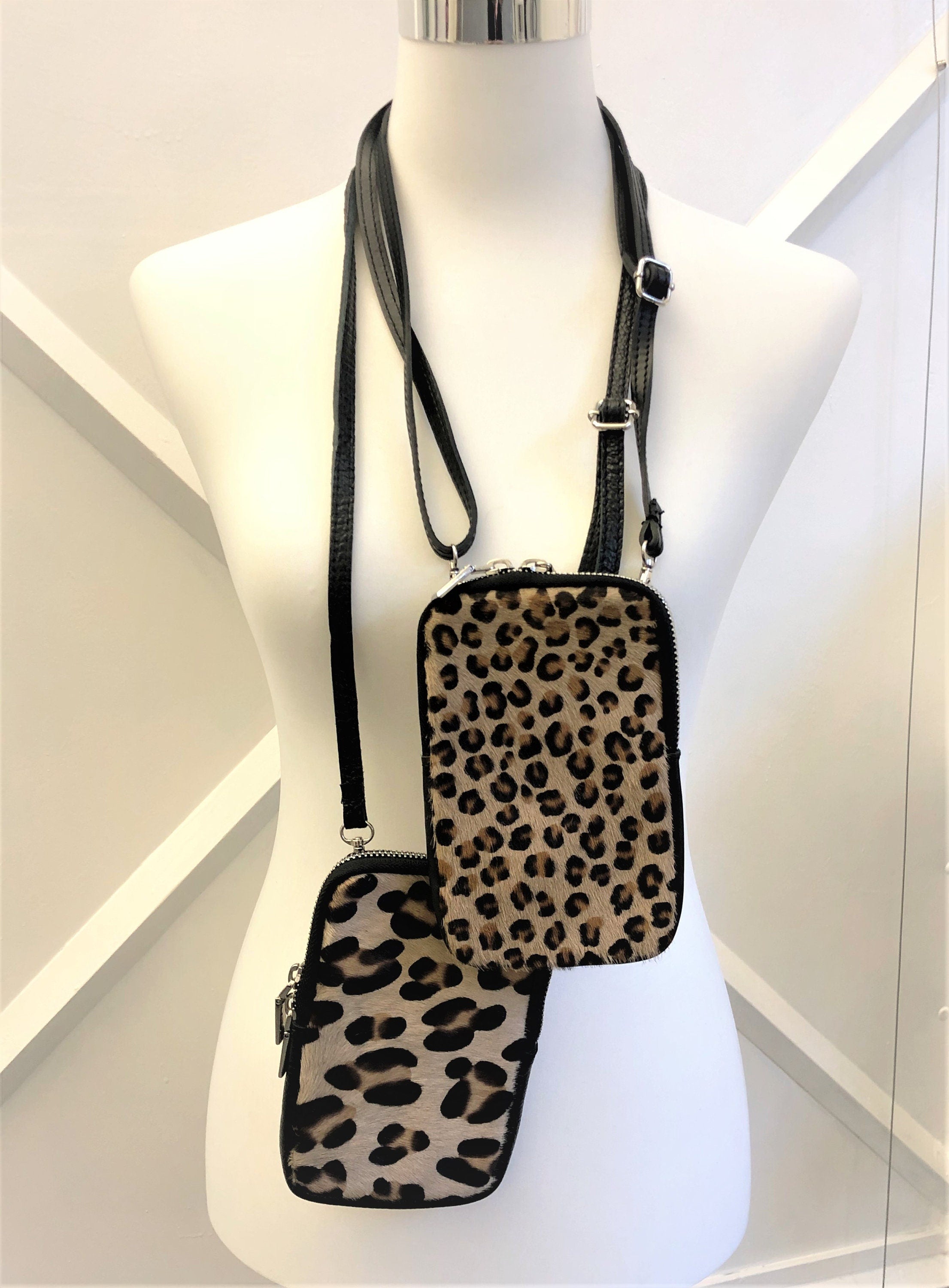 Tasche mit Fell Echt Leder | Handytasche | Animal Print